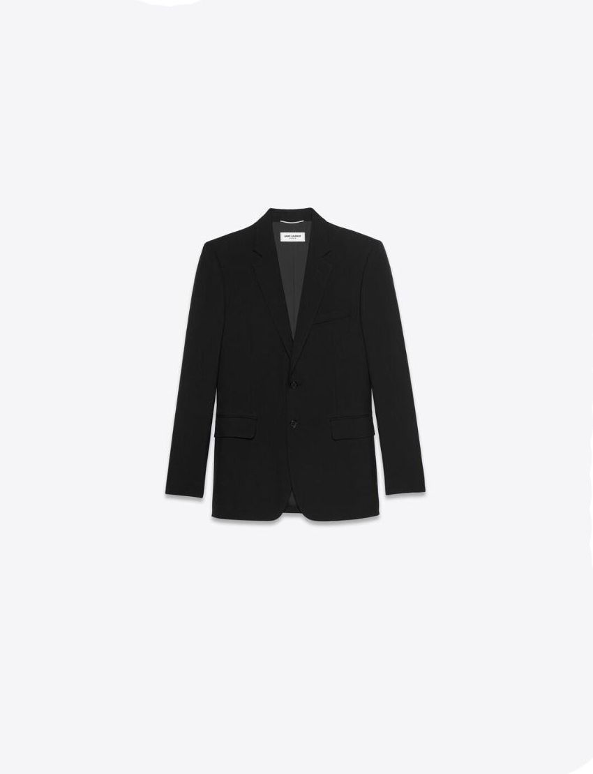 o1s1wg111224 Long Single Breasted Gabardine Jacket in Black