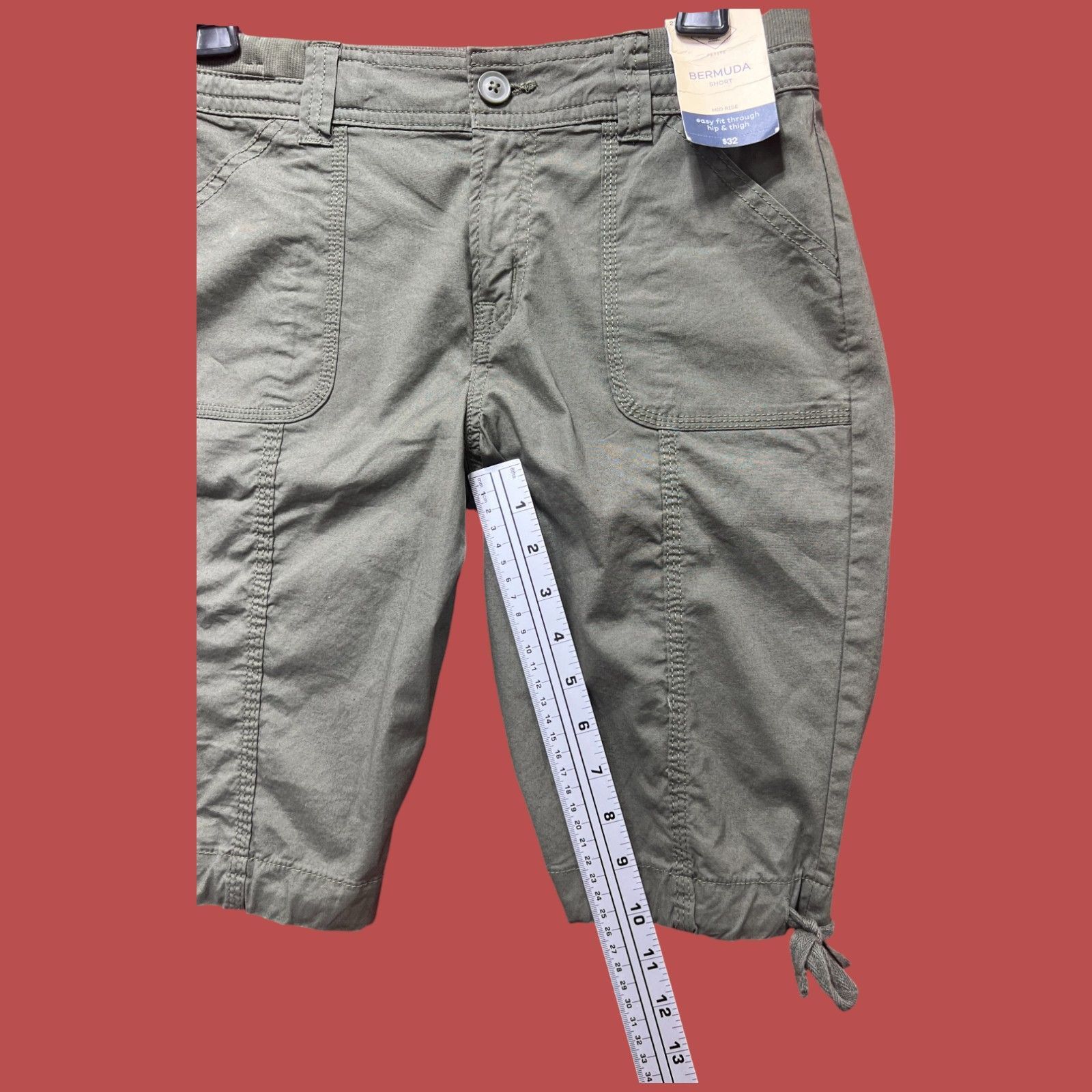 Other ST John's Bay - Women's Mid-Rise Cargo Bermuda Short - Olive Size 26" / US 2 / IT 38 - 8 Thumbnail