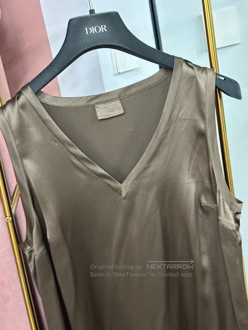 Brunello Cucinelli Brunello Cucinelli Brown Silk Vest Size XS / US 0-2 / IT 36-38 - 2 Thumbnail