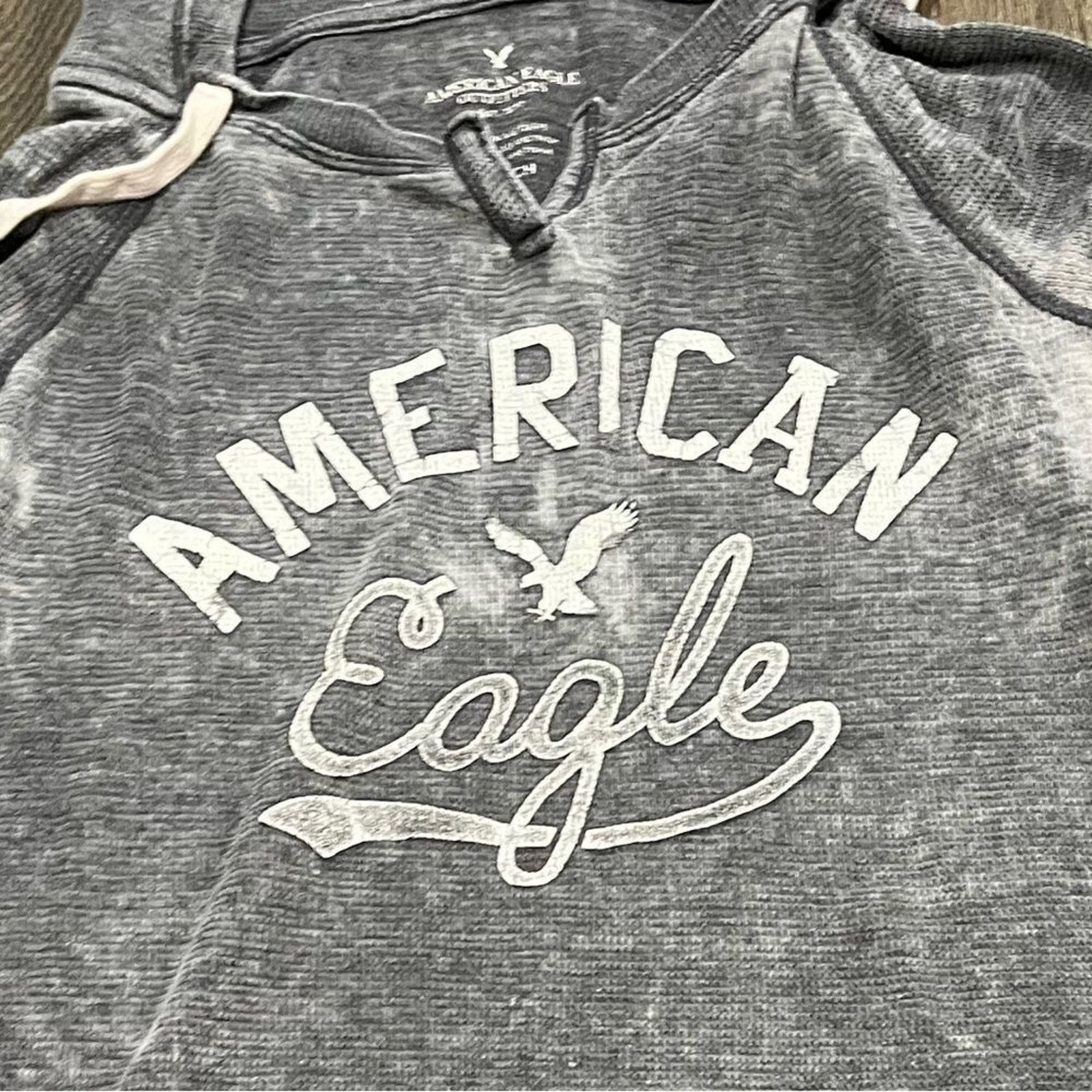 American Eagle Outfitters American Eagle Acid Wash Burnout Pullover Hoodie Size S Size S / US 4 / IT 40 - 2 Thumbnail