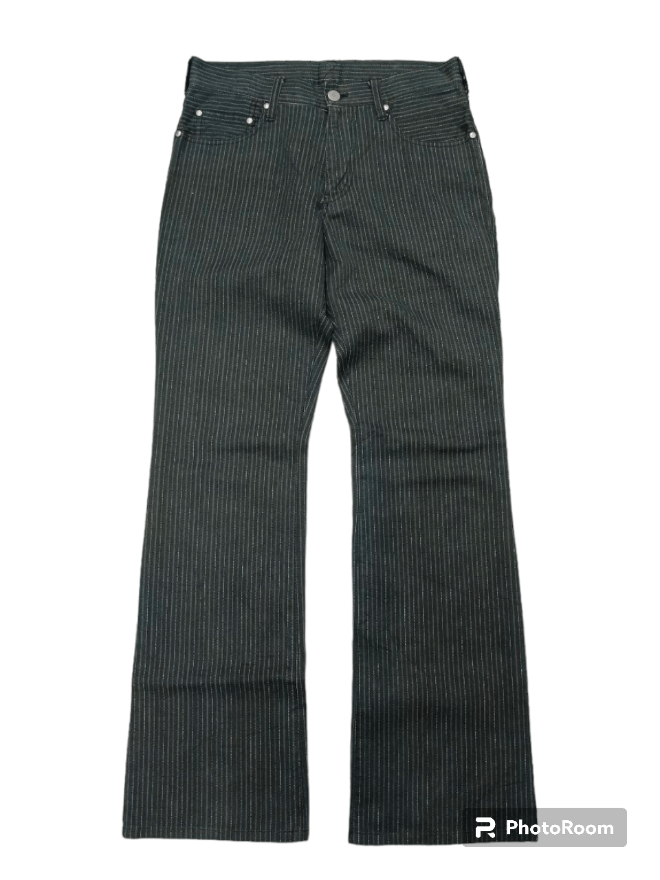 image of Abahouse x Hype Flare Abohouse Black Stripe Denim Pants, Men's (Size 28)