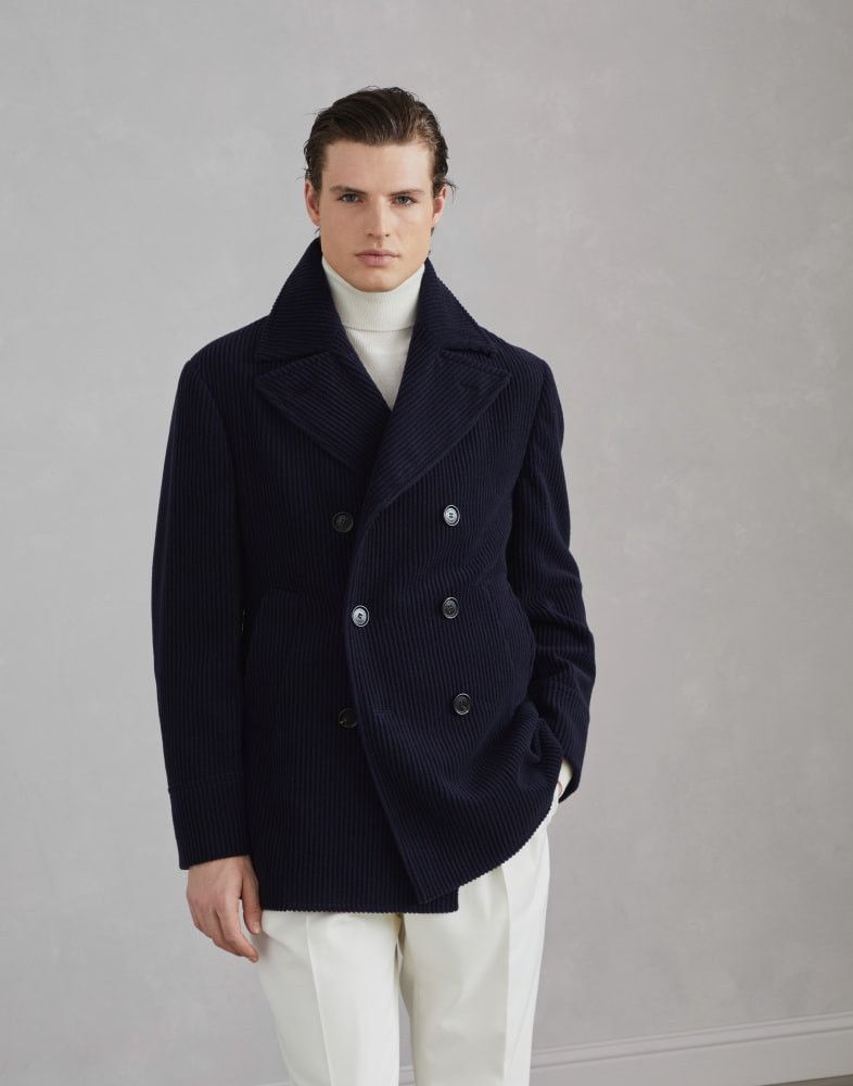 o1w1db10825 Corduroy Caban Jacket in Navy Blue