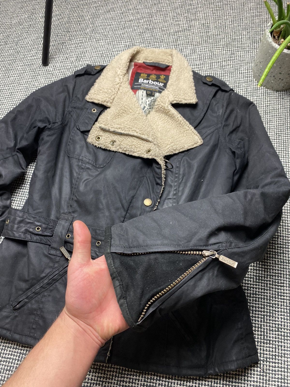 Barbour × Vintage Women's Barbour Wax Matlock Motorcycle Black Jacket Size S / US 4 / IT 40 - 6 Thumbnail