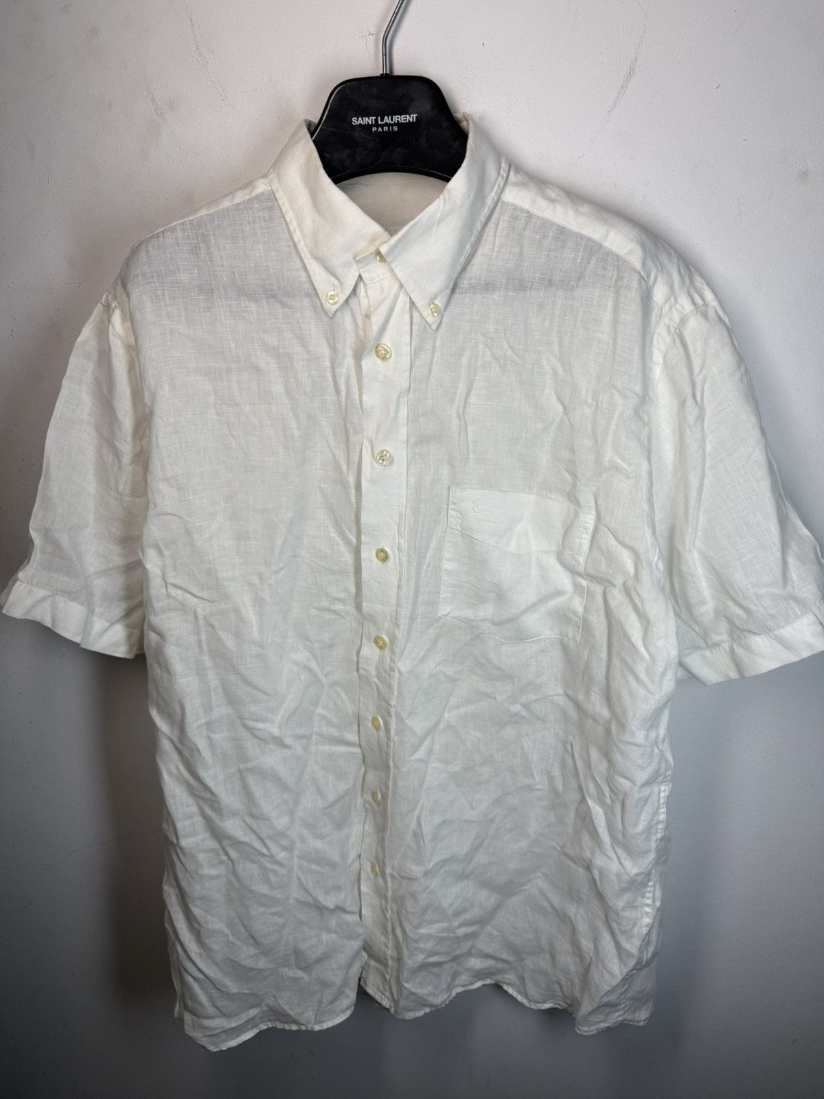 100% Linen YSL Shirt White Button Up