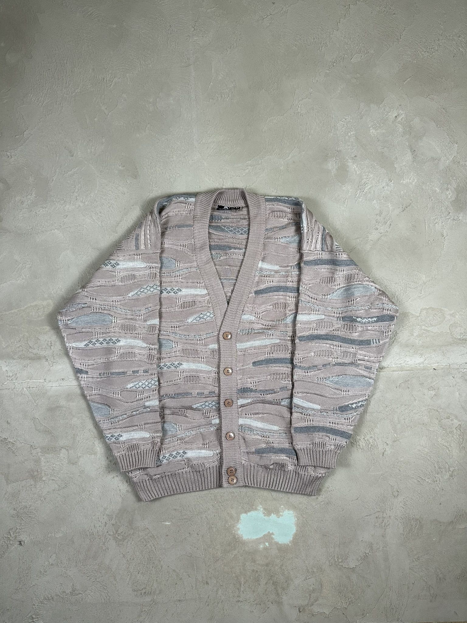 Vintage 80s Vintage 3D Cable Boxy Cardigan Sweater Size US L / EU 52-54 / 3 - 1 Thumbnail