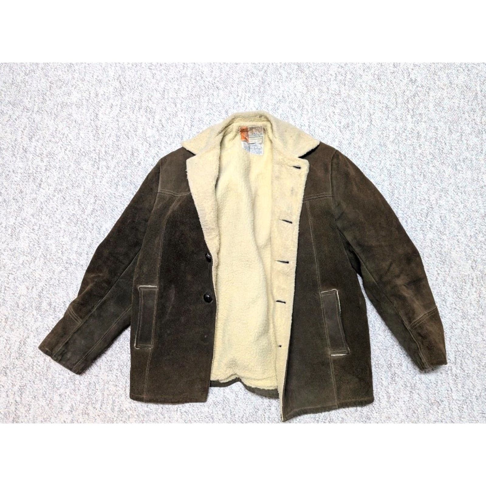 Vintage VINTAGE Penney's suede leather M coat Rancher sherpa WESTERN cowhide Men Adult Brown 1950-60s Size US M / EU 48-50 / 2 - 7 Thumbnail