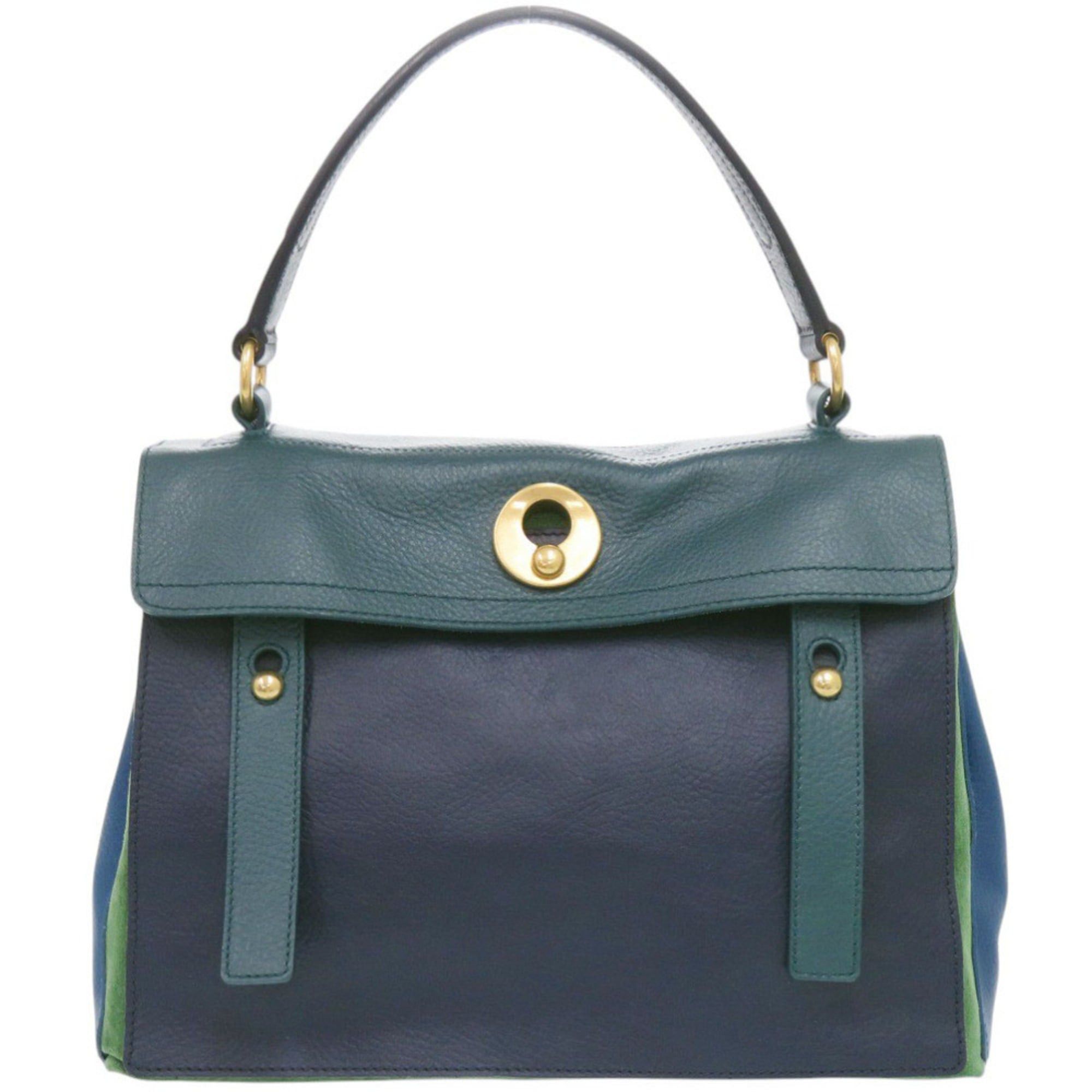 Yves Saint Laurent Yves Saint Laurent Muse Two Leather Handbag, Green, Navy, Blue, 0636 Size ONE SIZE - 1 Thumbnail