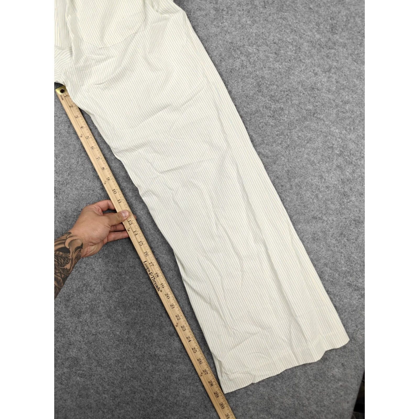 Frame FRAME Le Slim Palazzo Pants Womens 4 White Stripe Wide Leg Twill High Rise Pockets Stretch 2Pcs? Size 27" / US 4 / IT 40 - 7 Thumbnail