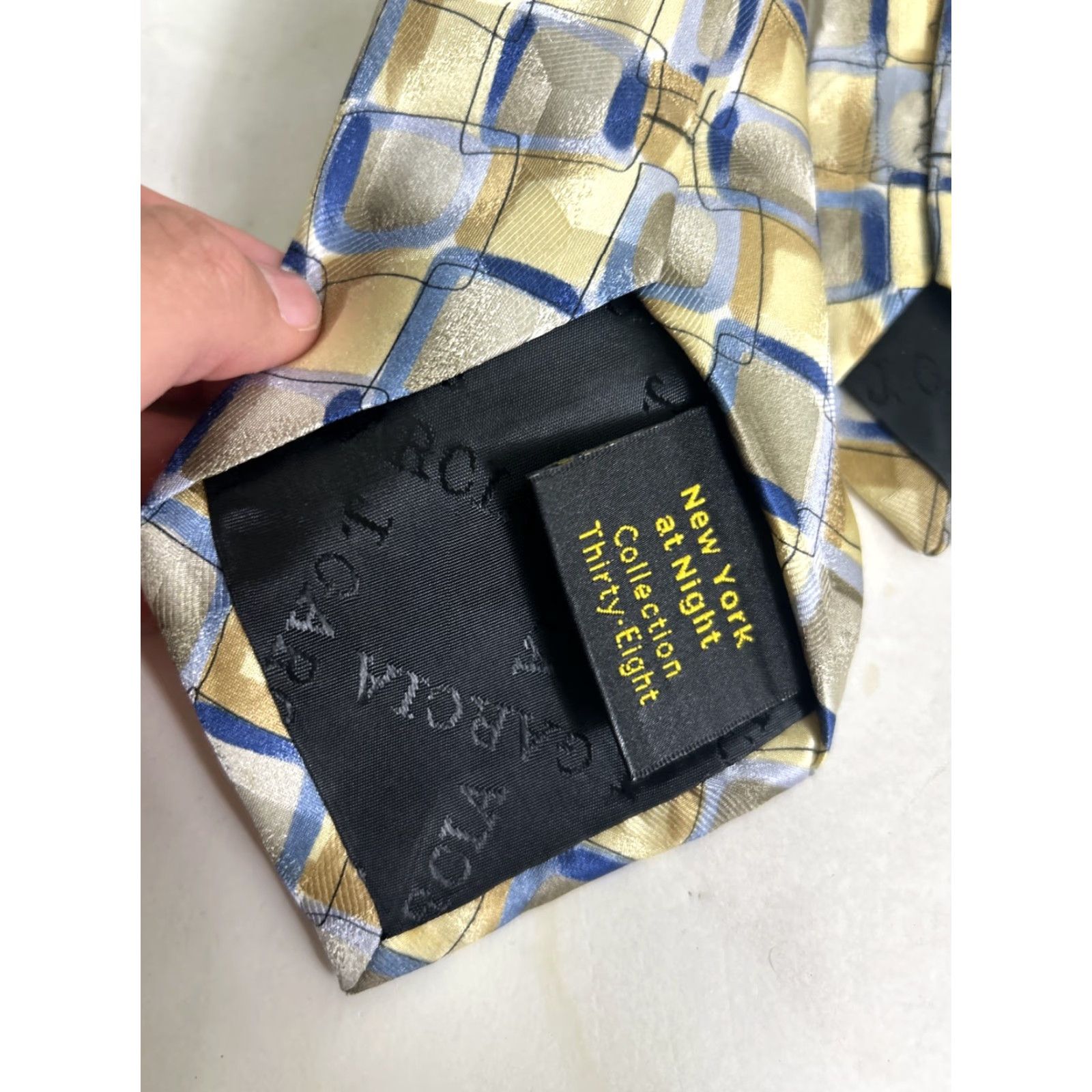Vintage J. Garcia Thirty Seven Blue Yellow Necktie 58" x 3.5" Tie Mens Size ONE SIZE - 5 Thumbnail