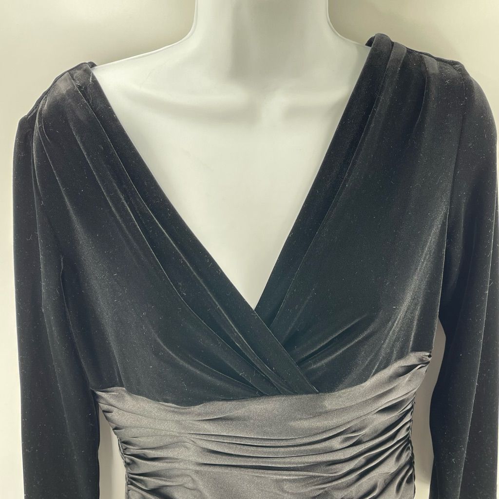 Other Suzi Chin for Maggy Boutique ruched satin waist black velvet Size L / US 10 / IT 46 - 8 Thumbnail