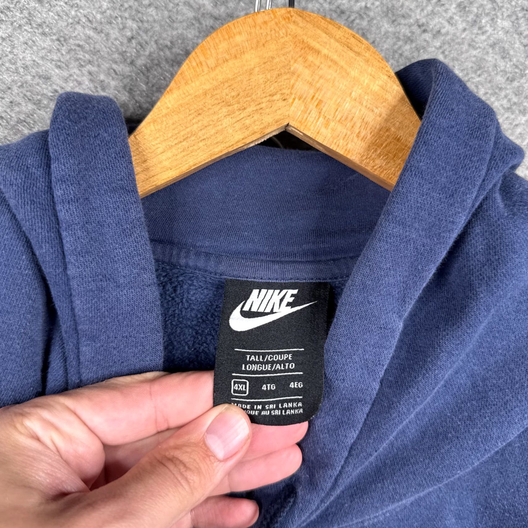 VINTAGE Nike Hoodie Mens Big Tall 4XLT Blue Fleece Pullover