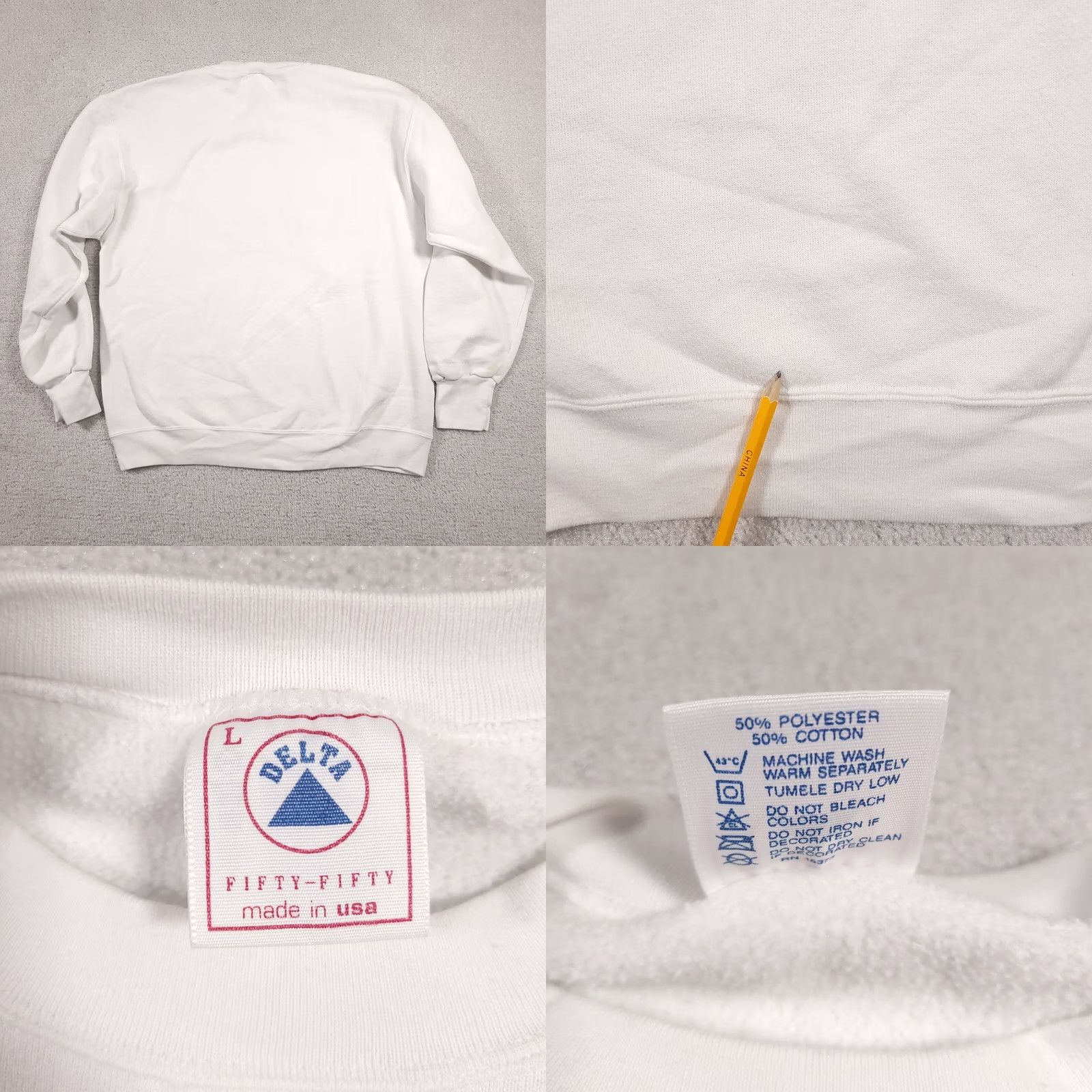 Delta VINTAGE 90s Mary Had a Little Lamb Sweatshirt Unisex Adults Large Crew Neck Religion Graphic Print White Cotton Polyester Fleece Pullover USA 90s Size US L / EU 52-54 / 3 - 10 Thumbnail