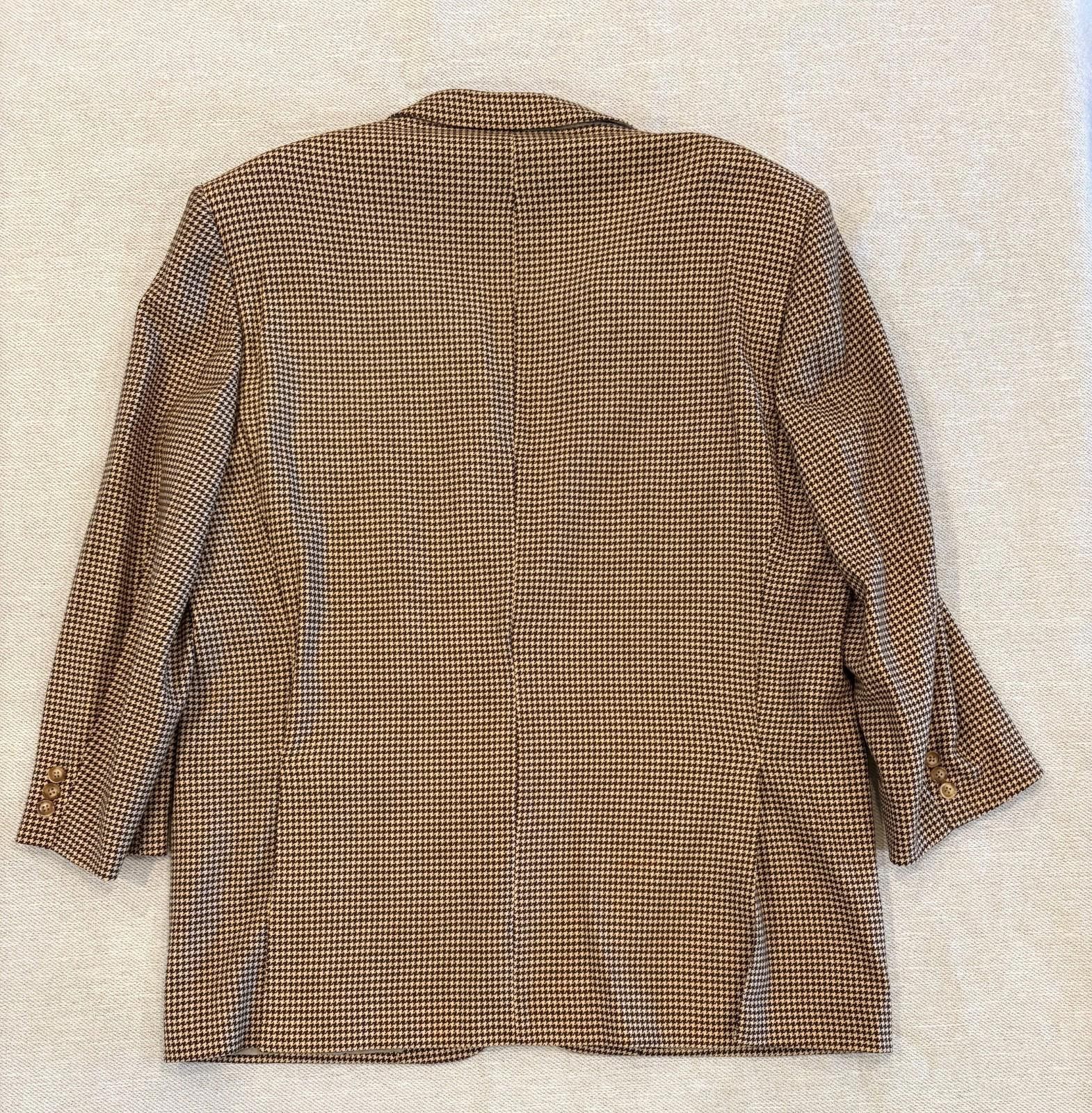 Ermenegildo Zegna Ermenegildo Zegna Sport Coat 46R Brown Houndstooth 100% Wool Size 46R - 2 Thumbnail