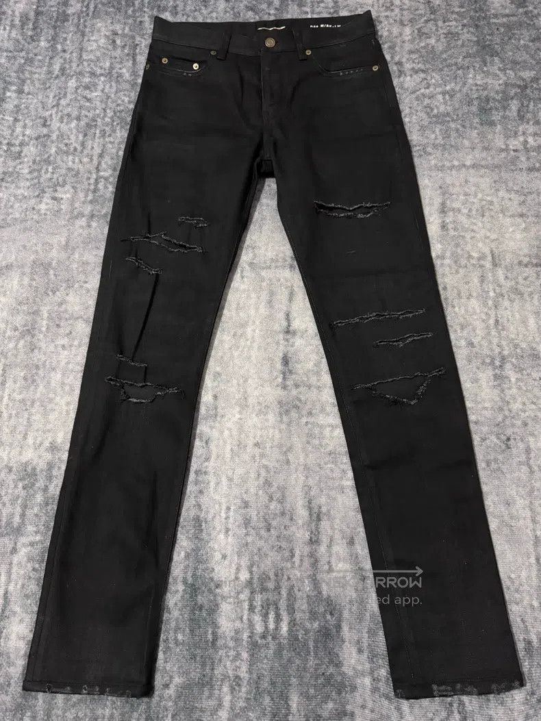 Saint Laurent Paris Saint Laurent Paris Coated waxed distressed denim pants Size US 29 - 1 Thumbnail