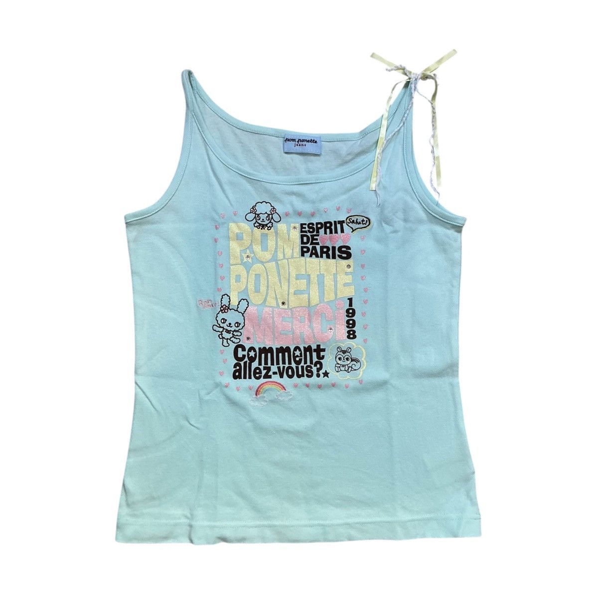 Angel Blue 90s Pom Ponette Tank Top Y2K Size XS / US 0-2 / IT 36-38 - 2 Thumbnail