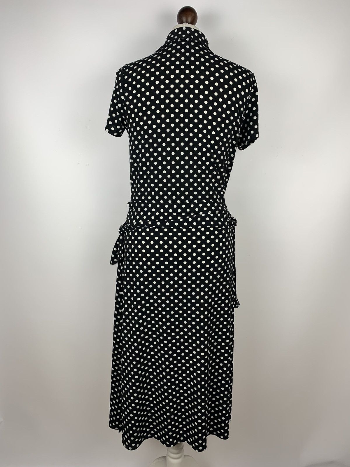 Laura Ashley Polka Dot Maxi Dress Top Belted Women's Size M