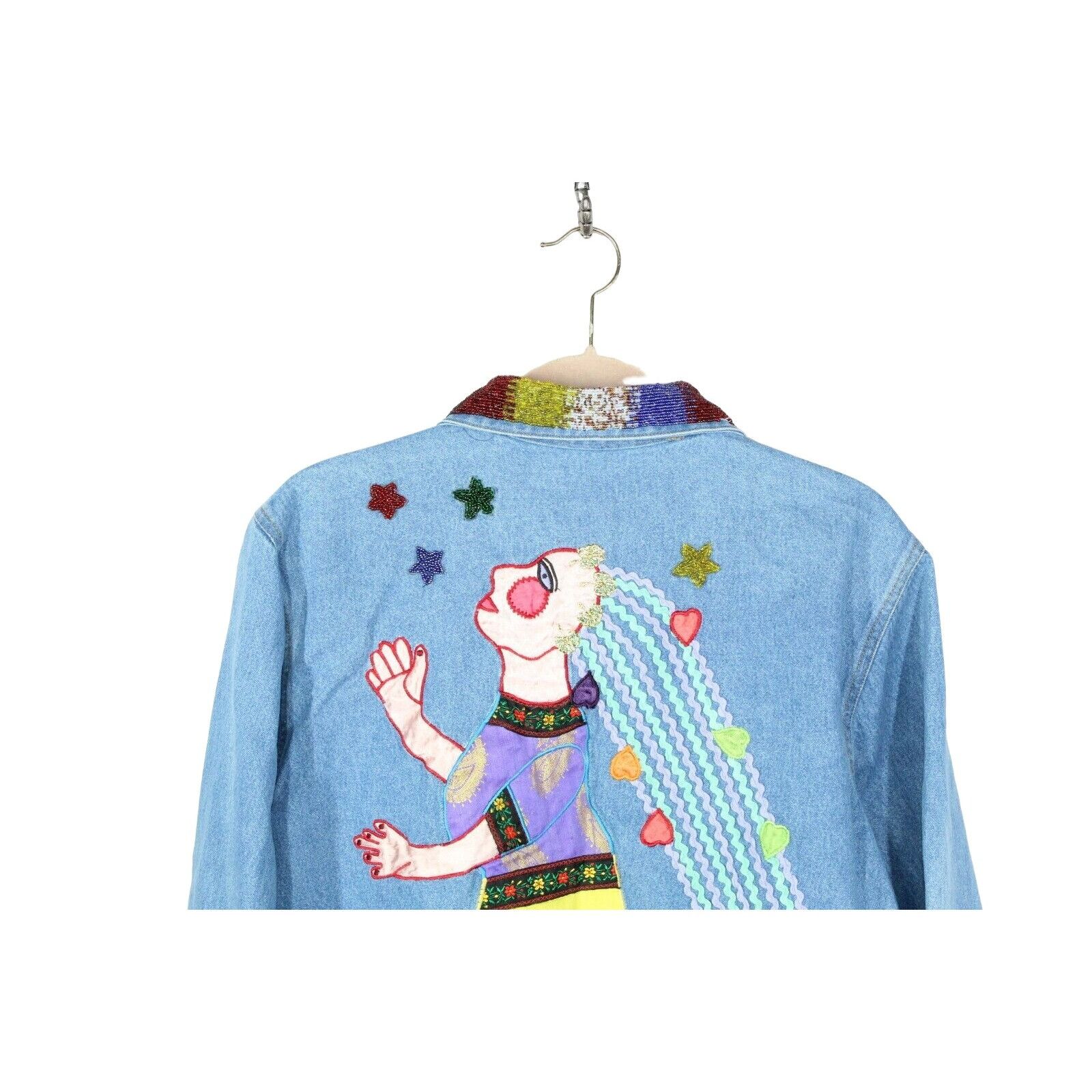 Other Chico's Design Womens Button Front Beaded Denim Jacket Size XS / US 0-2 / IT 36-38 - 5 Thumbnail