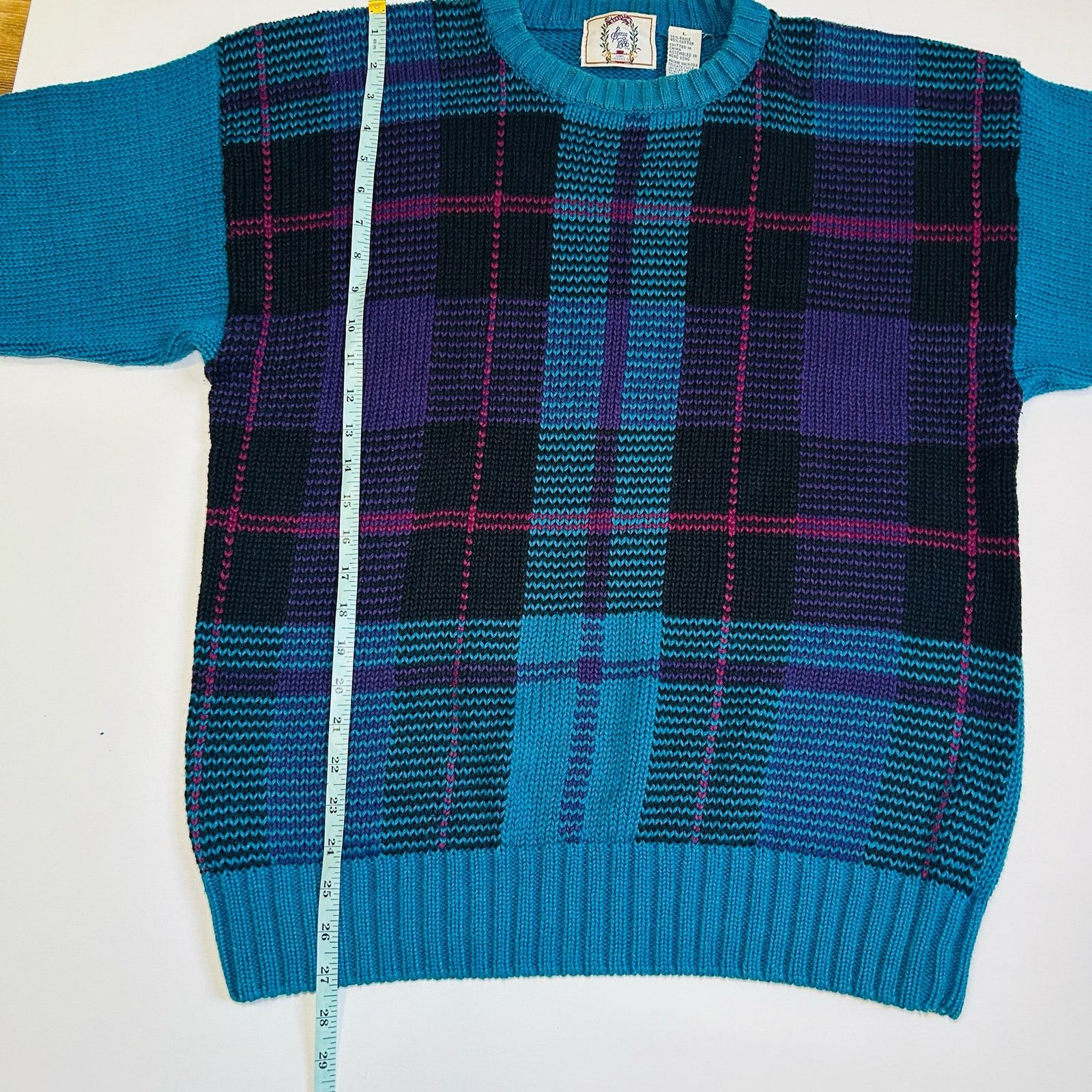 Vintage Vintage Grandpa Sweater Chunky Knit Plaid Crewneck Oversized Size L / US 10 / IT 46 - 10 Thumbnail