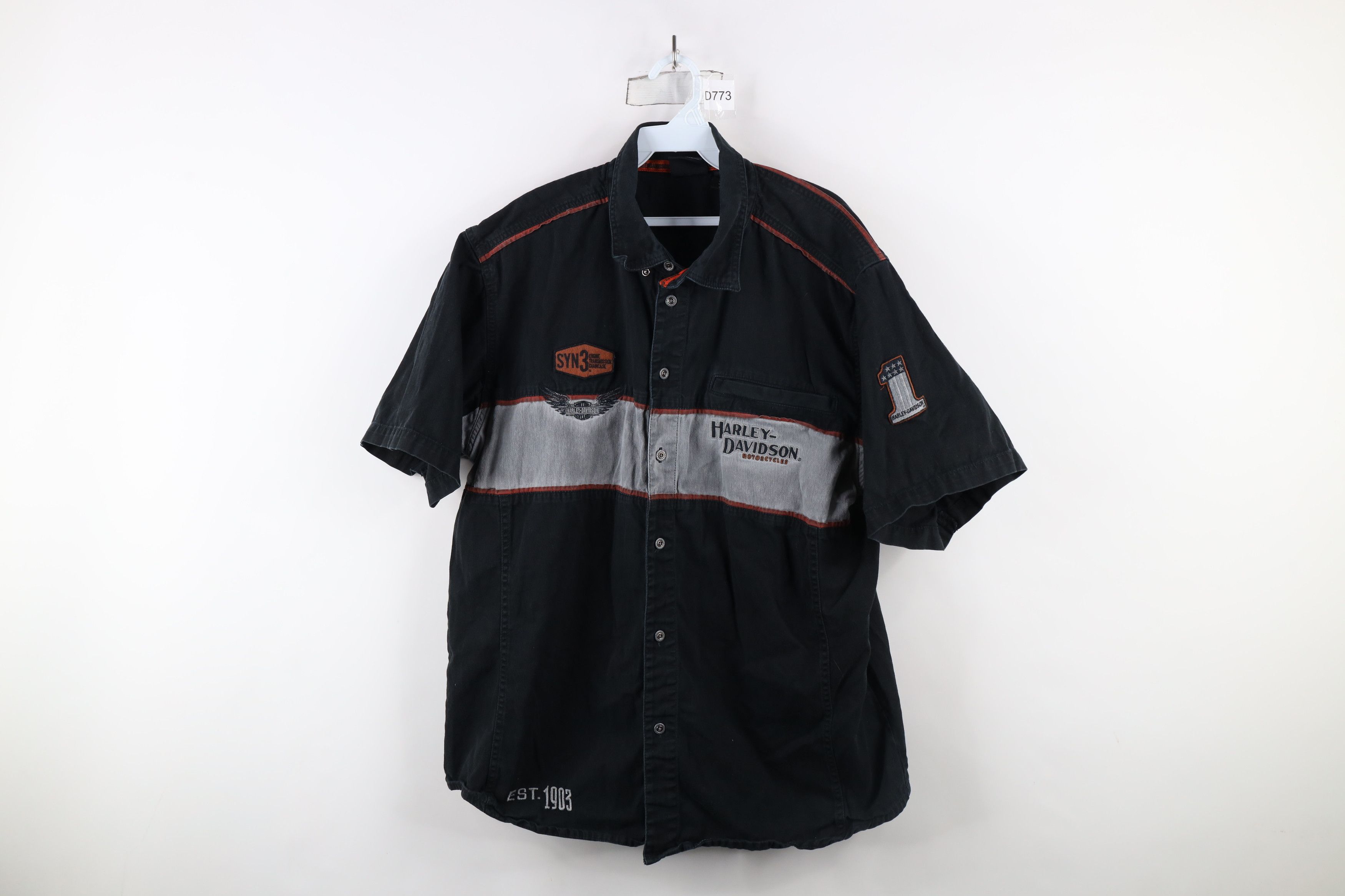 Harley Davidson × Vintage Vintage Harley Davidson Denim Work Mechanic Button Shirt Size US XL / EU 56 / 4 - 1 Thumbnail