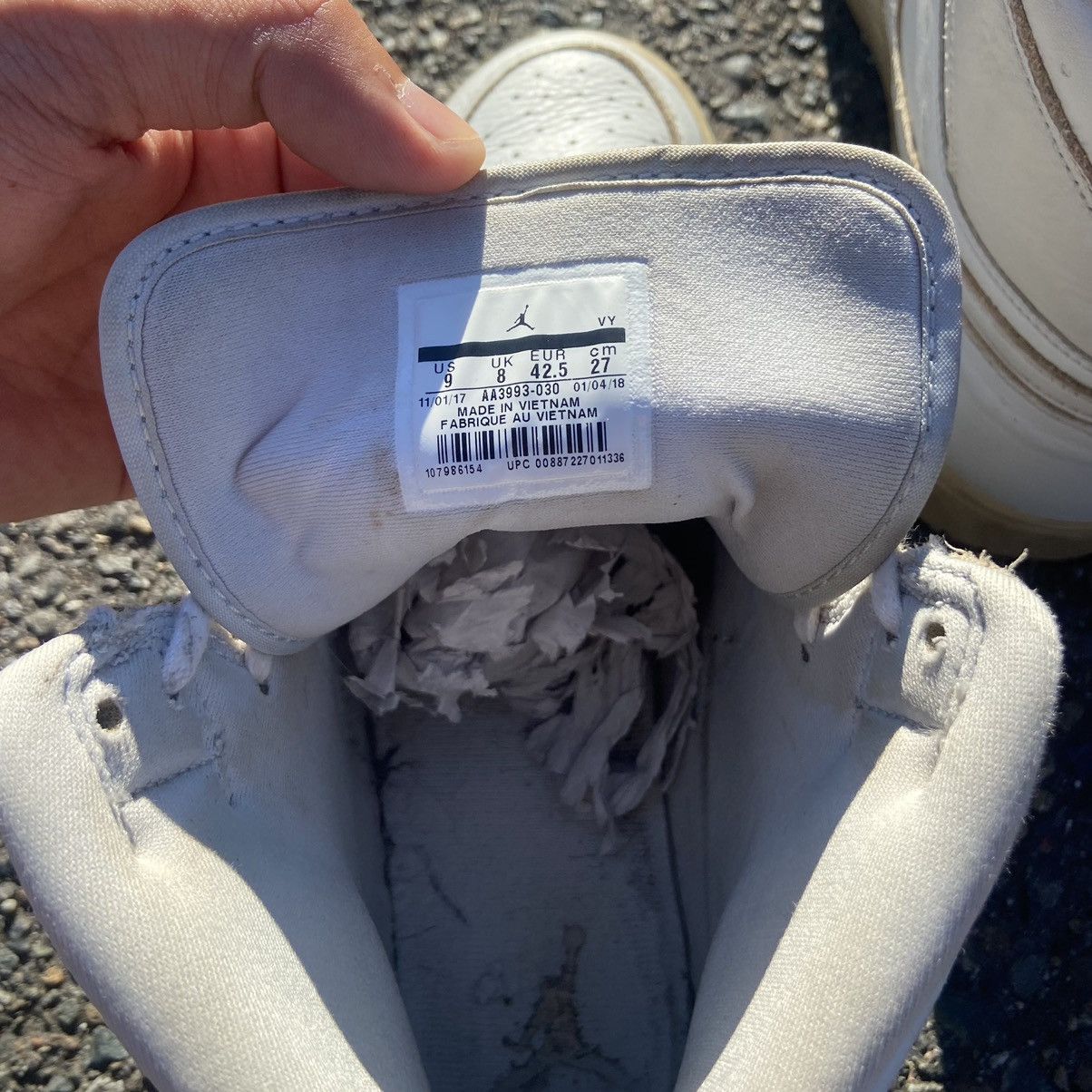 Jordan Brand × Nike Jordan 1 High Pure Platinum Size US 9 / EU 42 - 6 Thumbnail