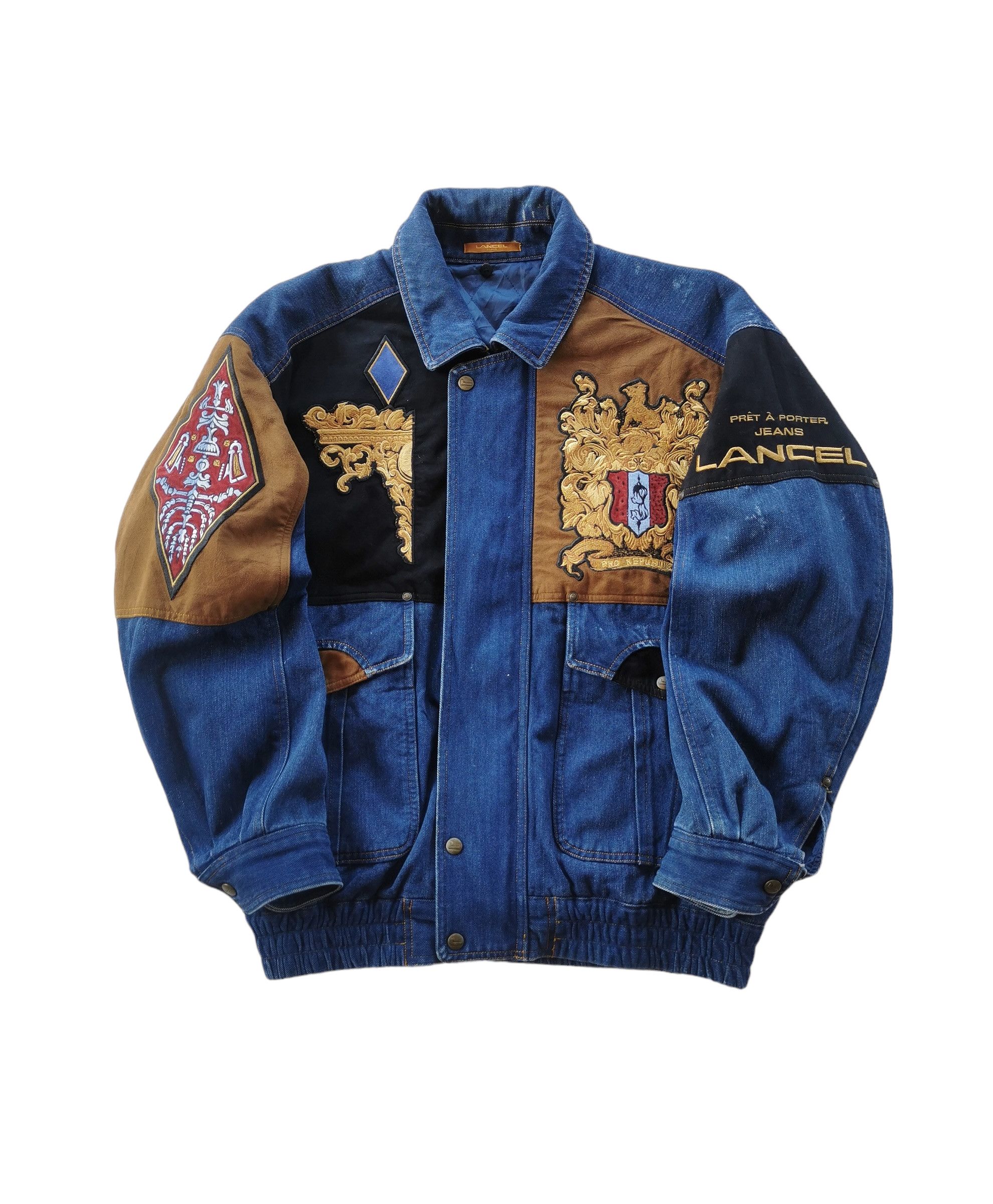 Japanese Brand × Lancel × Vintage Vintage Lancel Paris Embroidery Patchwork Denim Jacket Size US L / EU 52-54 / 3 - 1 Thumbnail