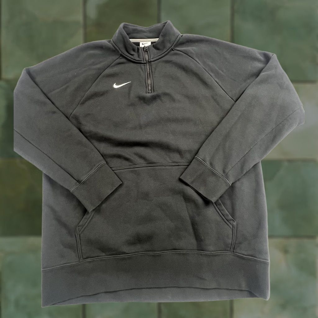 Nike Nike Sweatshirt Mens Large Black 1/4 Zip Fleece Mock Neck Kangaroo Pocket Swoosh Size US L / EU 52-54 / 3 - 1 Thumbnail