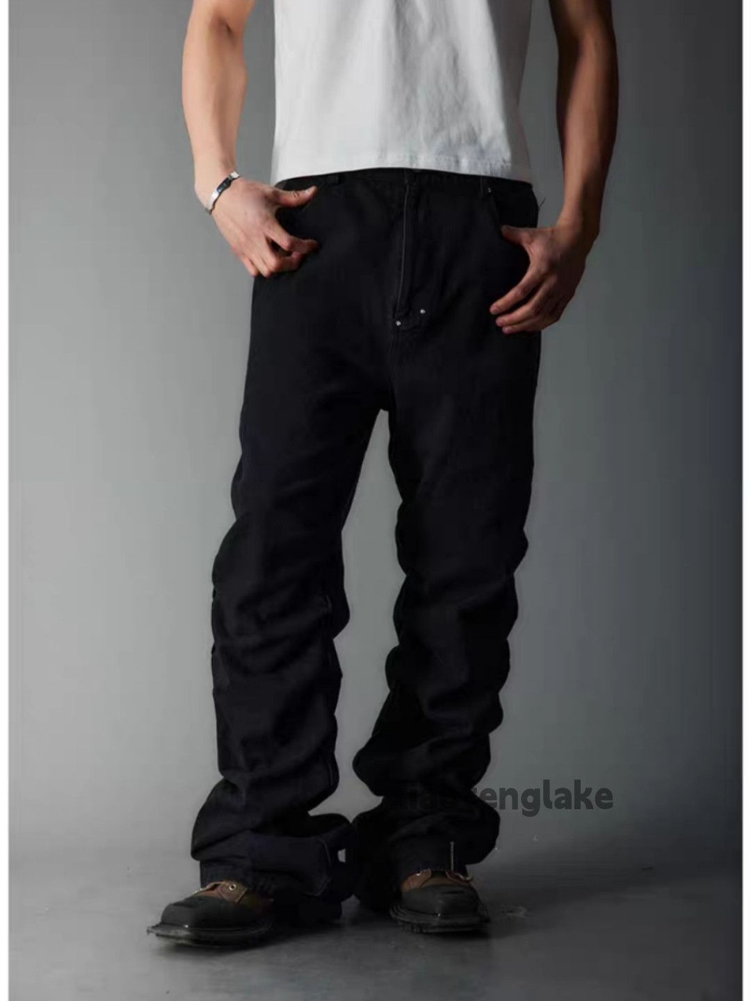 Jean × Vintage Utility skate hiphop pleated yuppie punk flared jeans Size US 36 / EU 52 - 1 Thumbnail