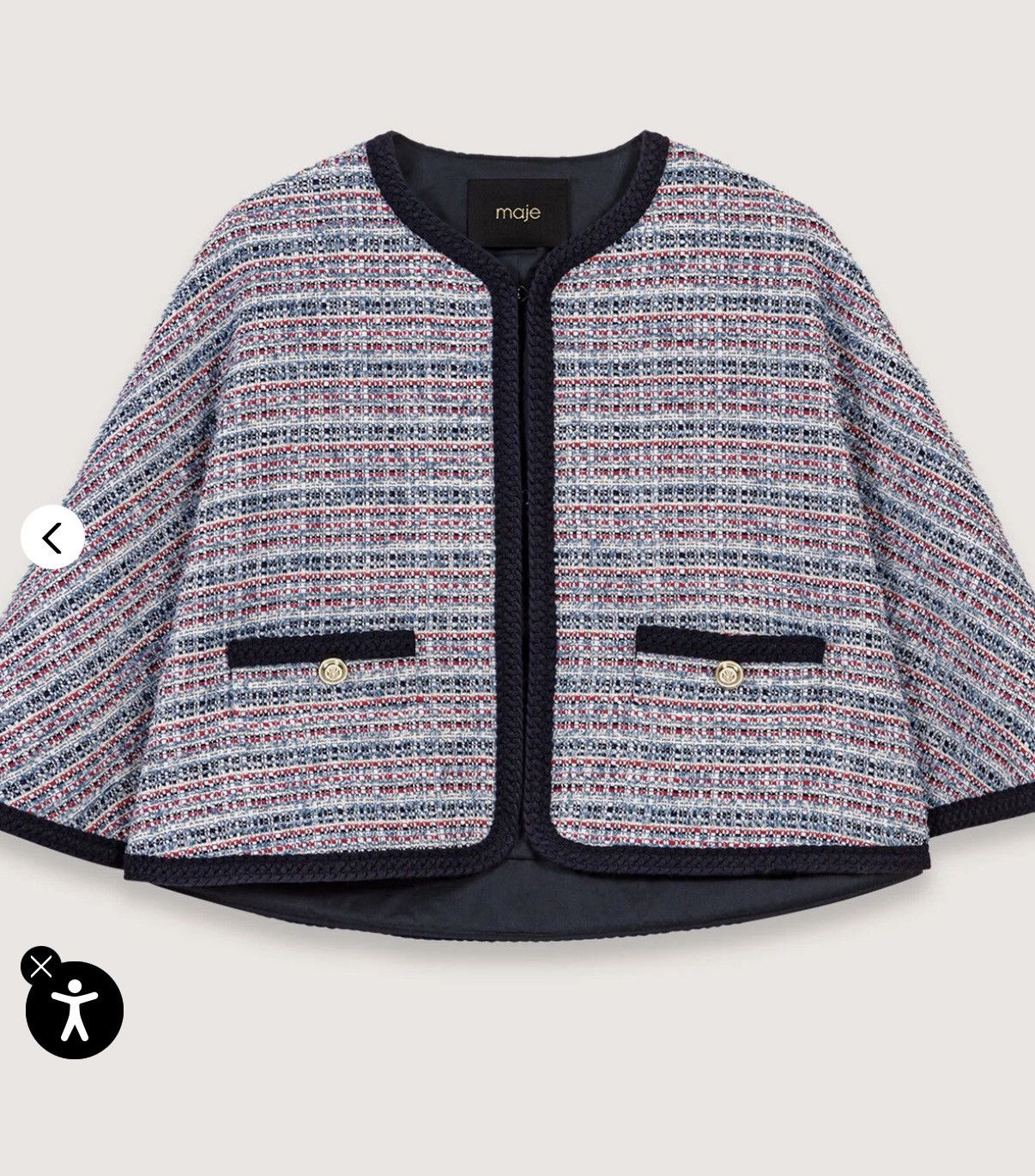 Maje New Maje Tweed cape with contrasting trim Size M / US 6-8 / IT 42-44 - 1 Thumbnail