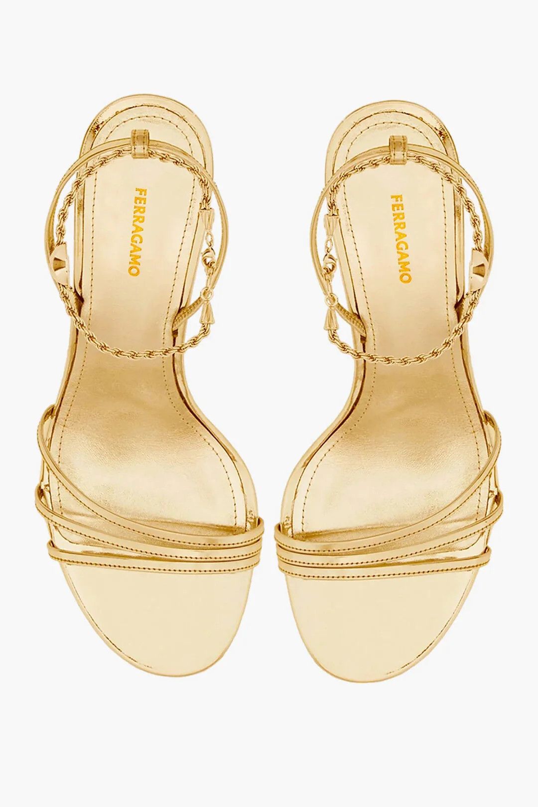 Salvatore Ferragamo og1mm0426 Lamé Leather Slingback Sandals in Gold Size US 6 / IT 36 - 2 Thumbnail