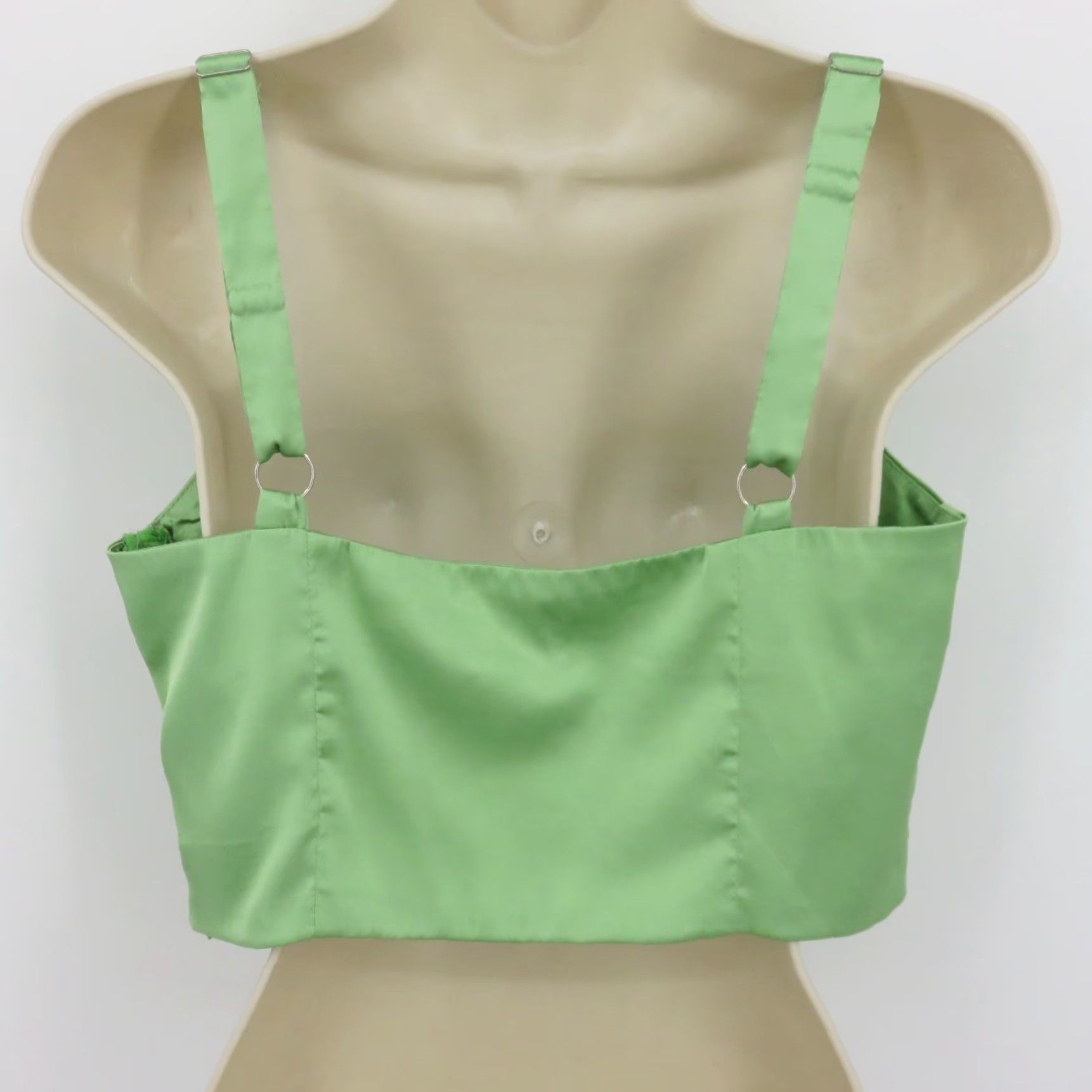PRINCESS POLLY Princess Polly Women Tank Top Cropped Sweetheart Corset Zip Green 8 US Satin Polyester Casual Knits No N/A Size M / US 6-8 / IT 42-44 - 5 Thumbnail