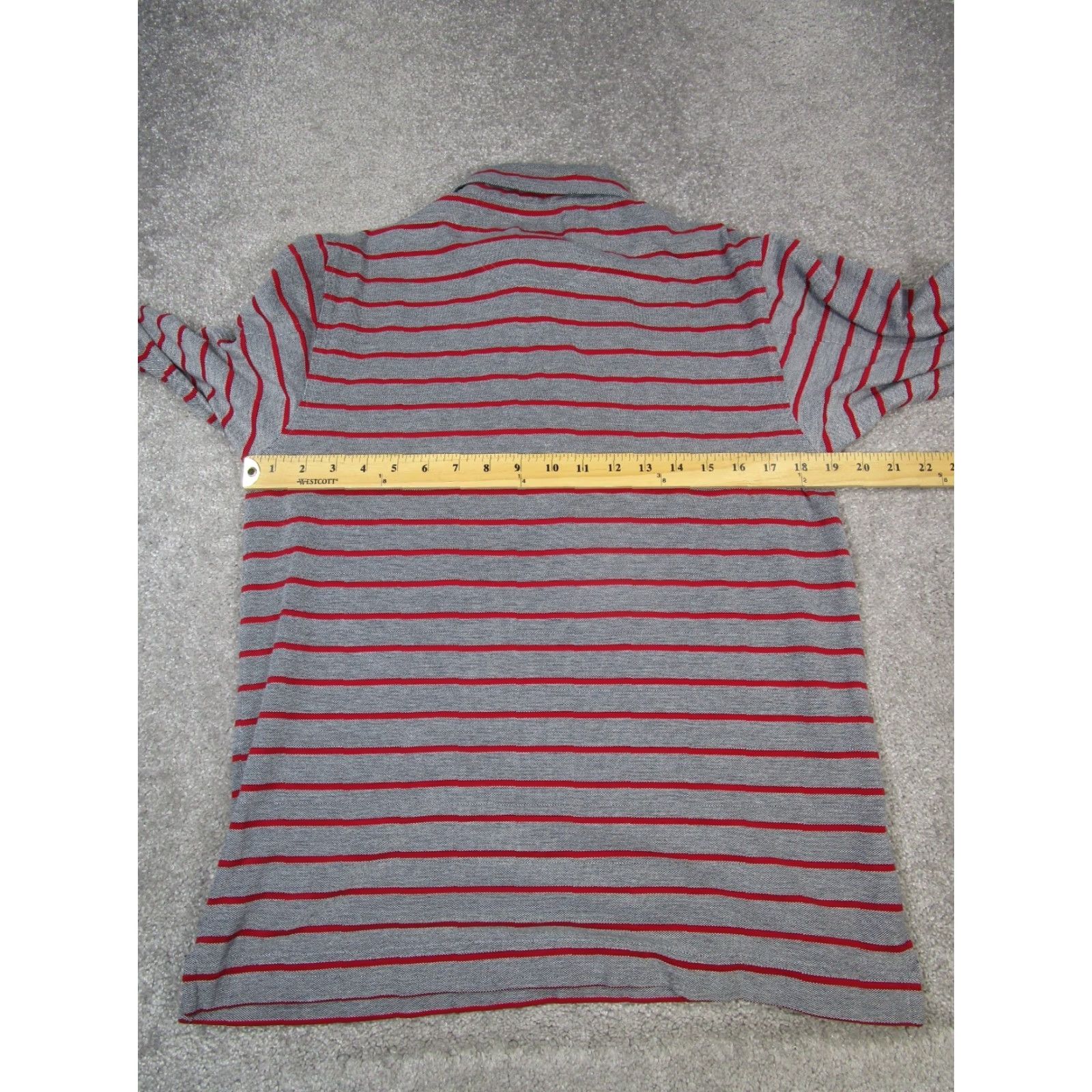 Faconnable Façonnable Polo Shirt Mens Medium Gray Red Cotton Knit Stripe Long Sleeve Button Collar Polo Mens M Gray Red Stripe Pattern Golf Rugby Walking Size US M / EU 48-50 / 2 - 5 Thumbnail