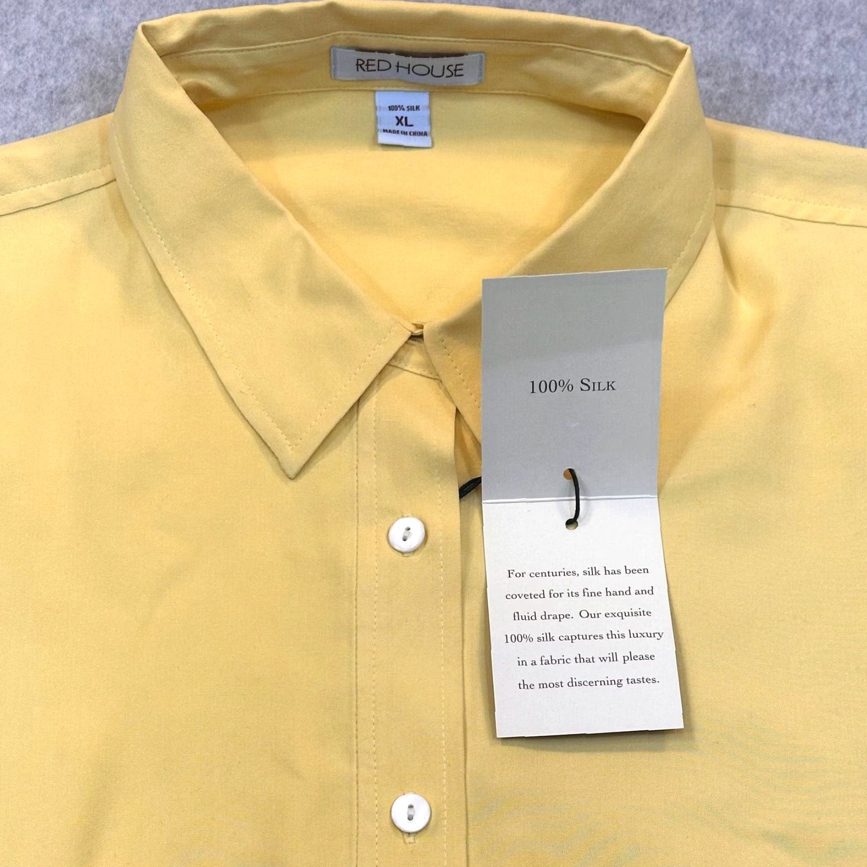 Vintage Red House Winery Plantation 100% Silk Men’s XL Polo Short Sleeve Button Up NWT Yellow Wine Casual Shirt Shirts Size US XL / EU 56 / 4 - 5 Thumbnail