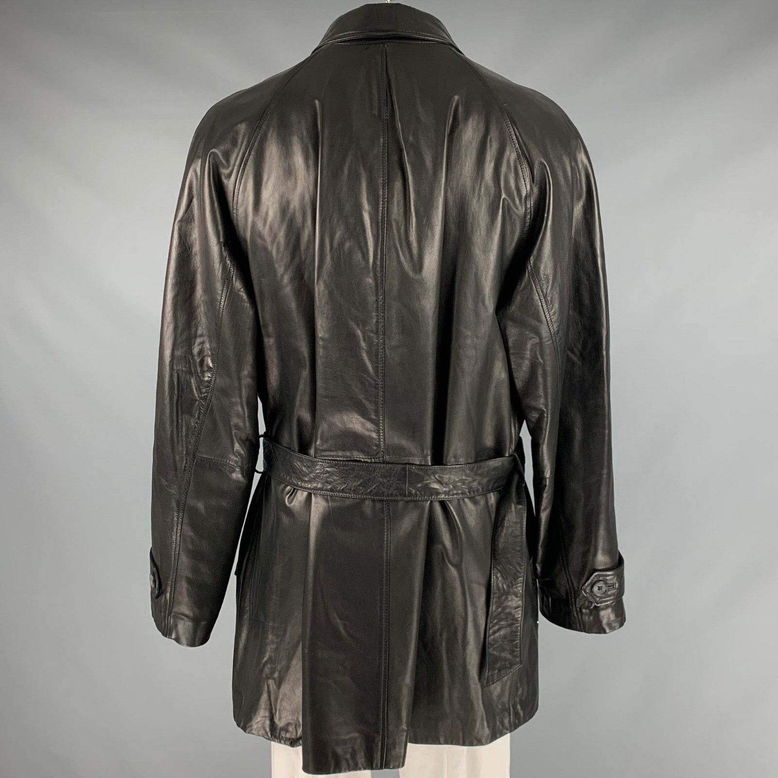 Bally BALLY Size 48 Black Leather Zip Buttons Coat Size US XXL / EU 58 / 5 - 4 Thumbnail