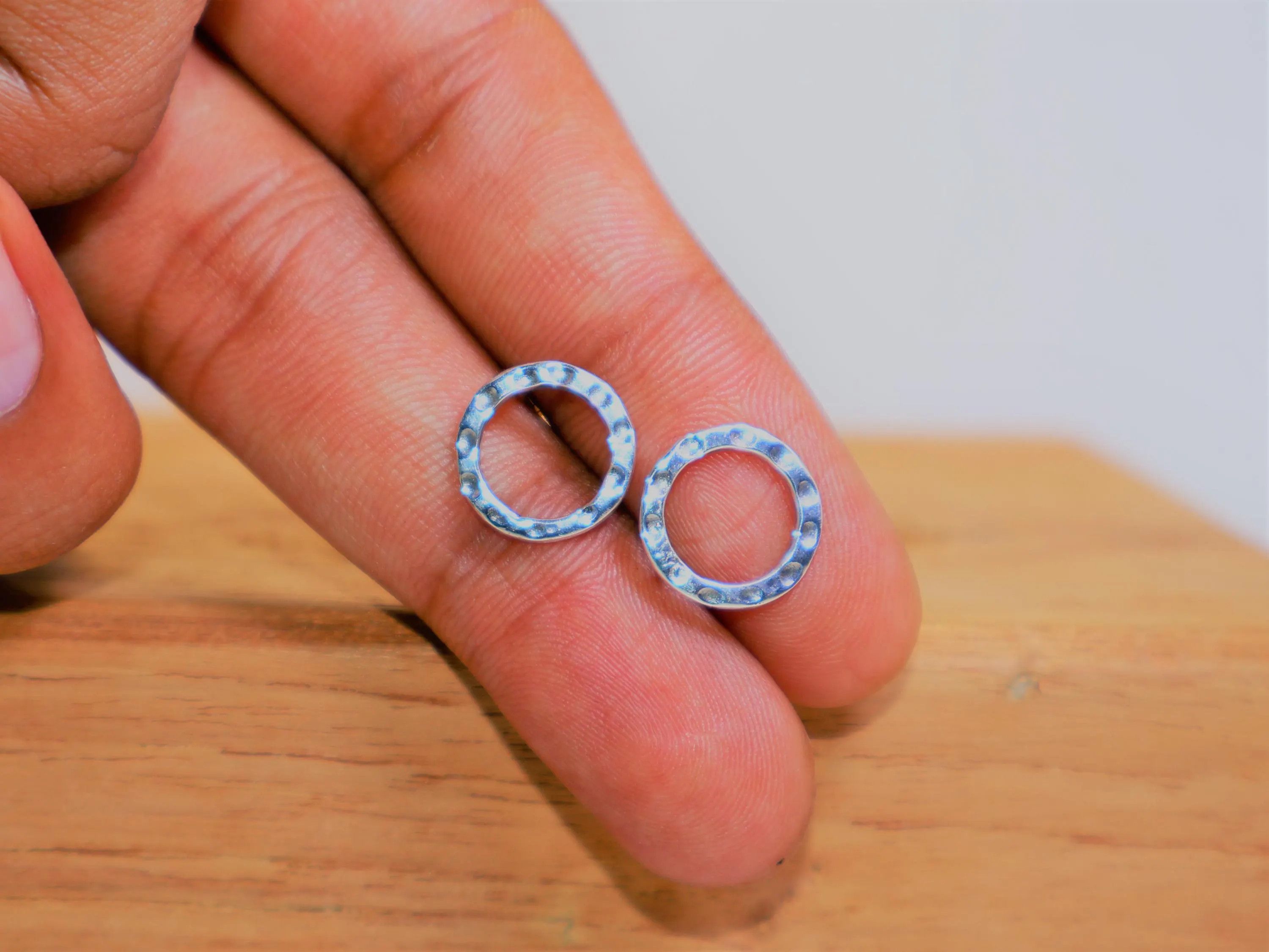 Handmade Open Circle Round Studs, 925 Silver Handmade Women Earrings, Size ONE SIZE - 4 Thumbnail