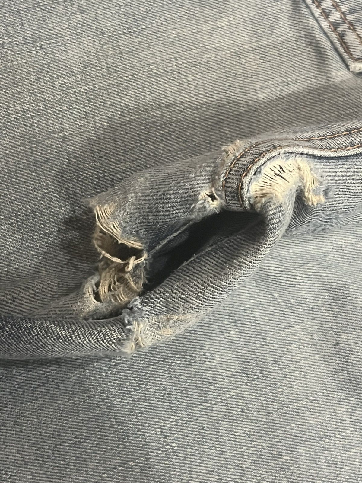 Edwin Vintage Edwin 505X Blue Washed Selvedge Frayed Leg Jeans Size US 32 / EU 48 - 12 Thumbnail