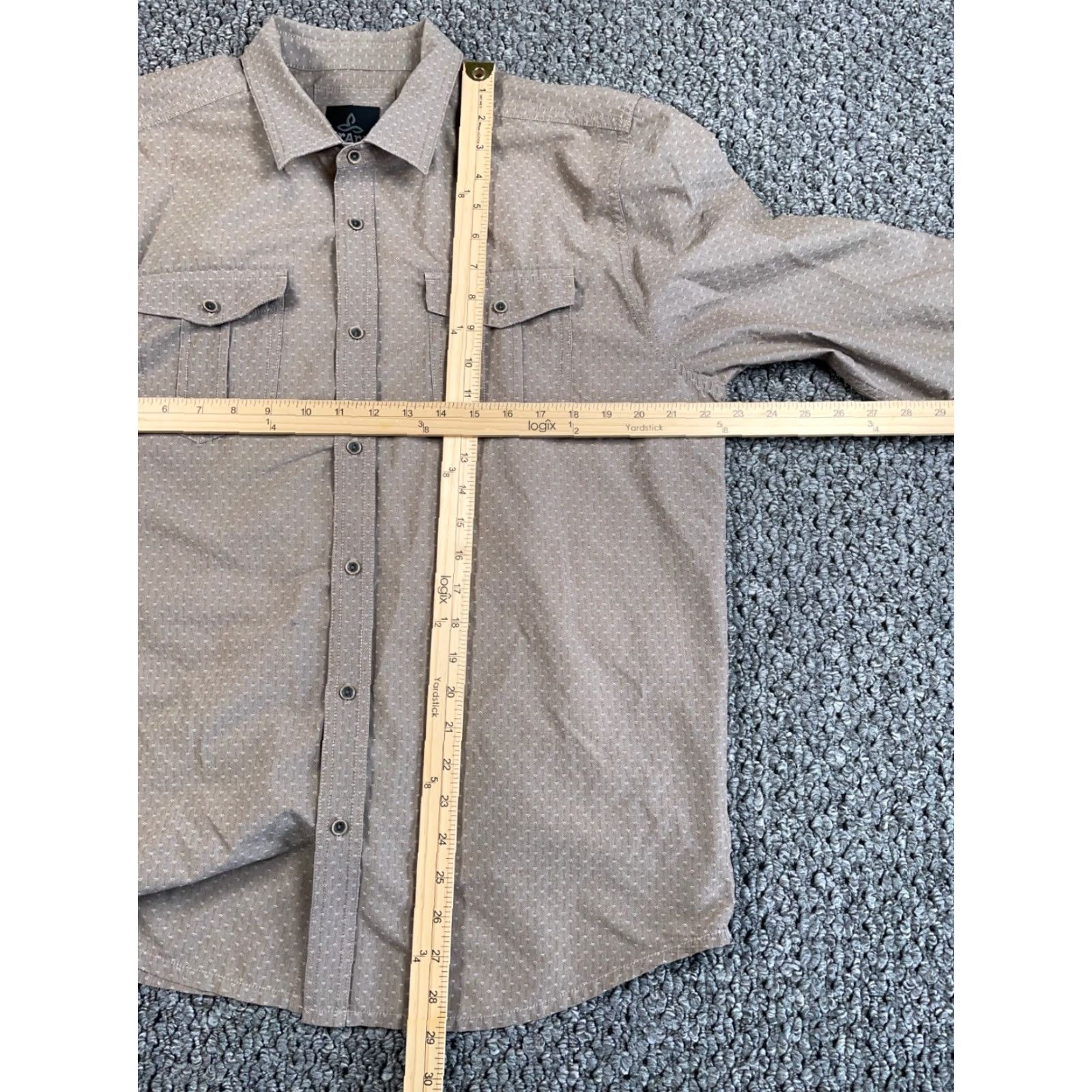 Prana prAna Ascension Shirt Geometric Pattern Lightweight Long Sleeve Button-Up Adult Large Brown Mens Regular Size US L / EU 52-54 / 3 - 6 Thumbnail