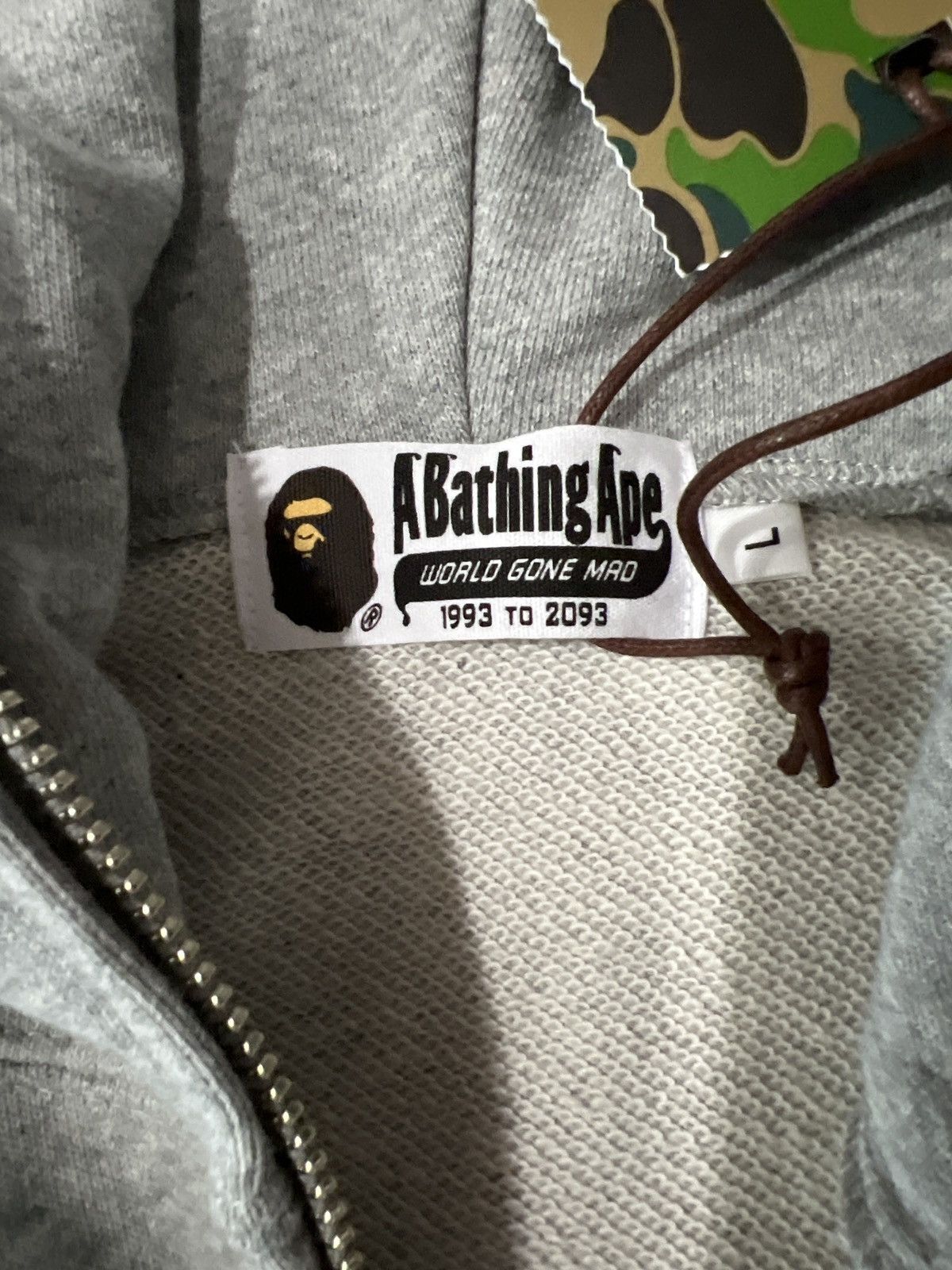 Bape GREY BAPE FULL ZIP HOODIE Size US L / EU 52-54 / 3 - 6 Thumbnail