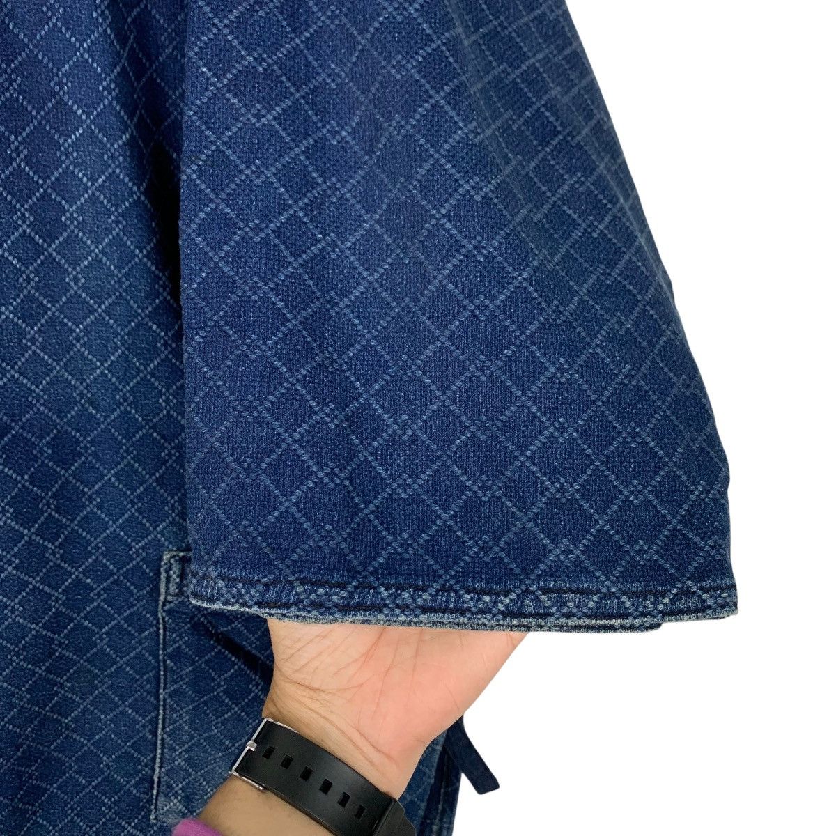 Vintage 90's Blue Indigo Sashiko Thick Weave Kimono #2742-C123 Size US L / EU 52-54 / 3 - 7 Thumbnail