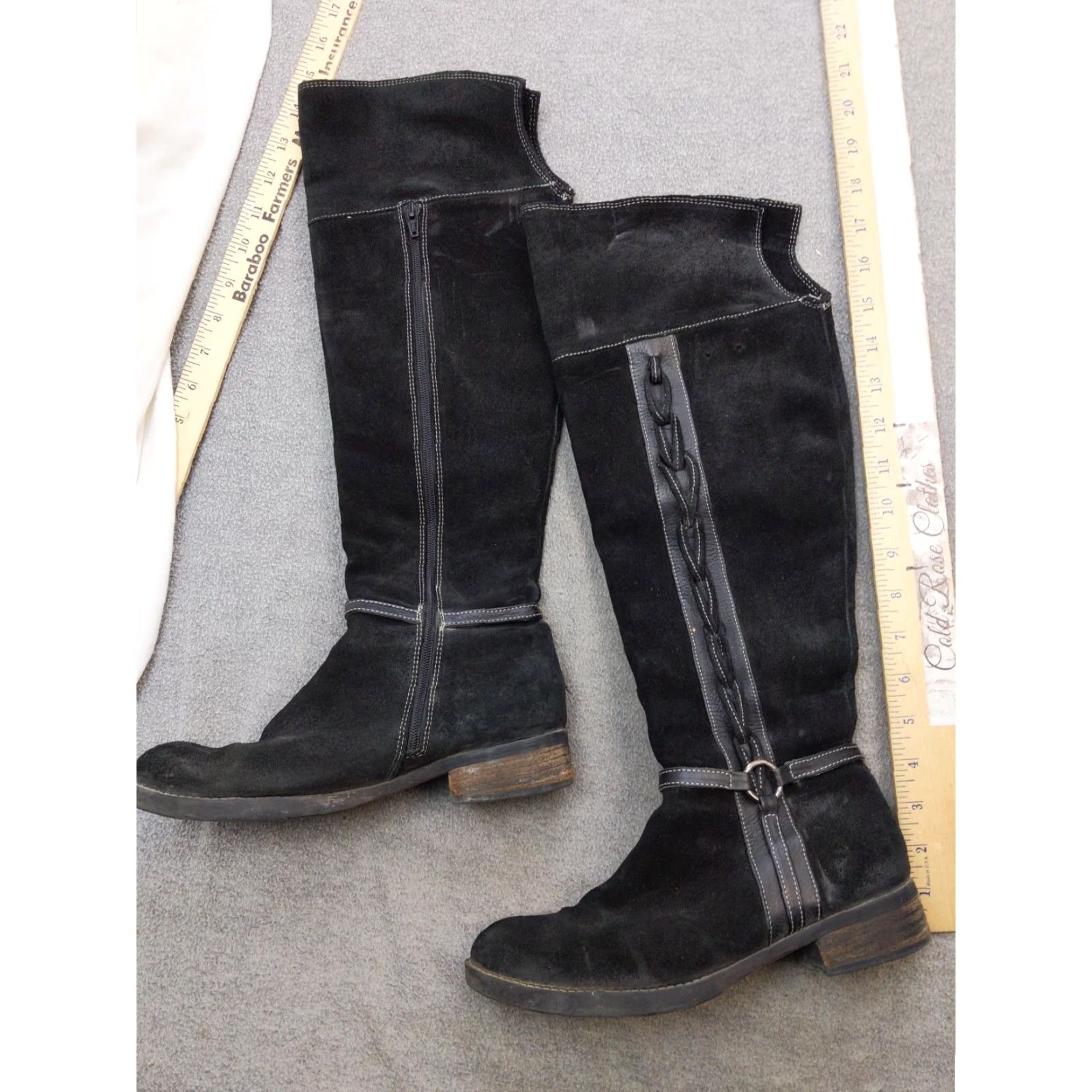 Vintage Lavorazione Artigiana Boots Womens Size 9 Black Suede Knee High Riding Boot Woman Leather Suede Knee High Riding Boots Black 9 Womens Size US 9 / IT 39 - 2 Thumbnail