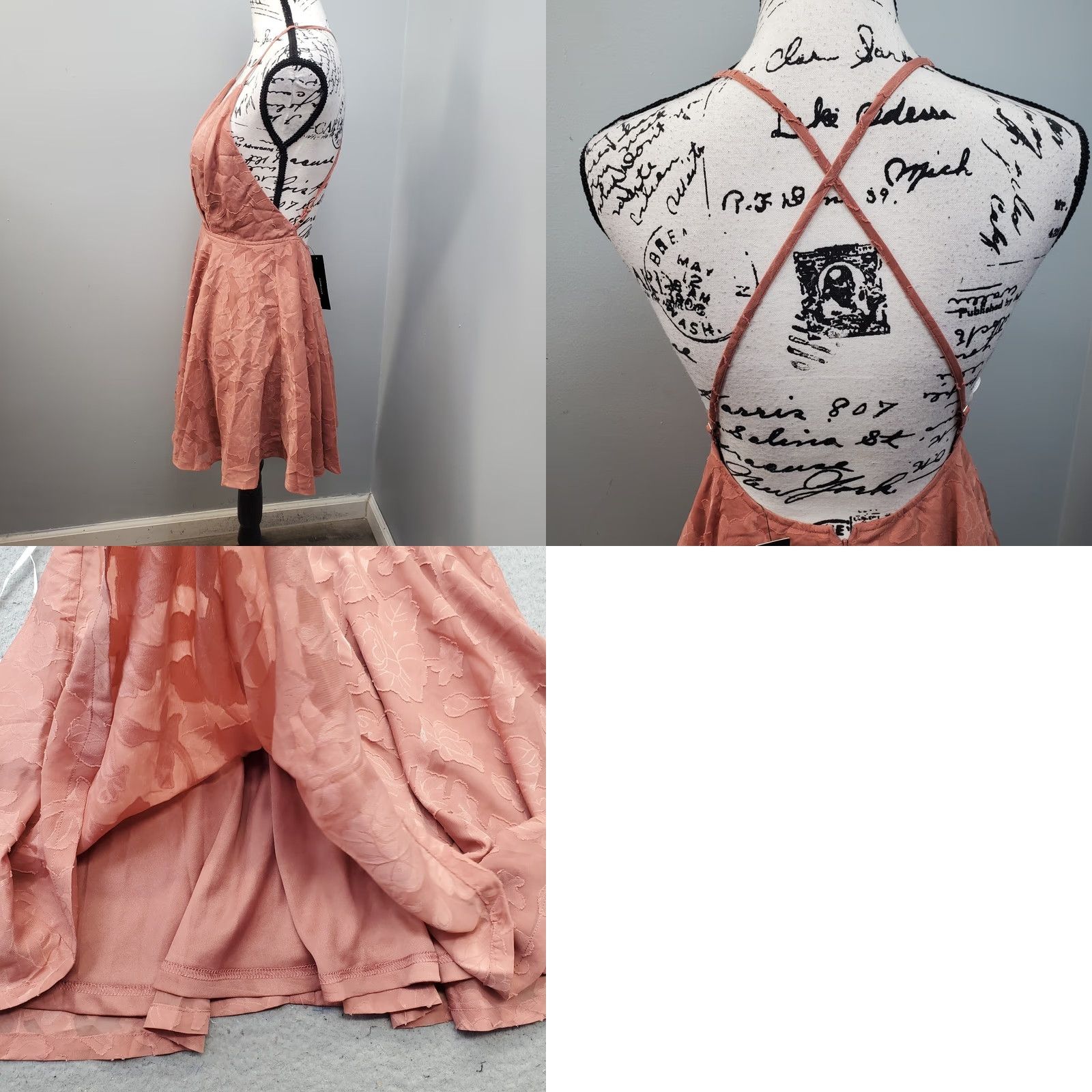 Lulus Lulus Skater Dress Womens Small Pink Burnout Floral Adjustable Strap Back Zip Dress Size S / US 4 / IT 40 - 8 Thumbnail