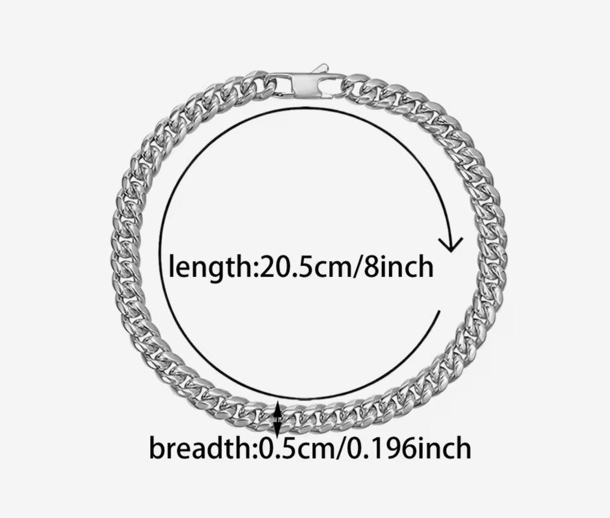 Jewelry × Vintage Curb Cuban Bracelets Solid Stainless Steel 5mm Size ONE SIZE - 3 Thumbnail
