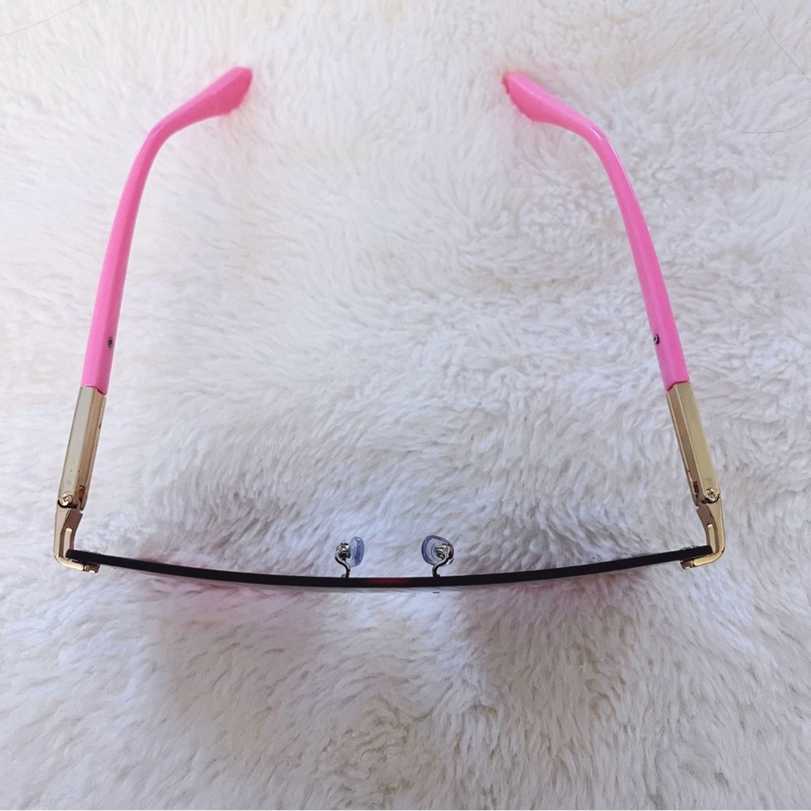 Other Sadie Pink & Brown Oversized Rimless Flat-Top Sunglasses Size ONE SIZE - 6 Thumbnail
