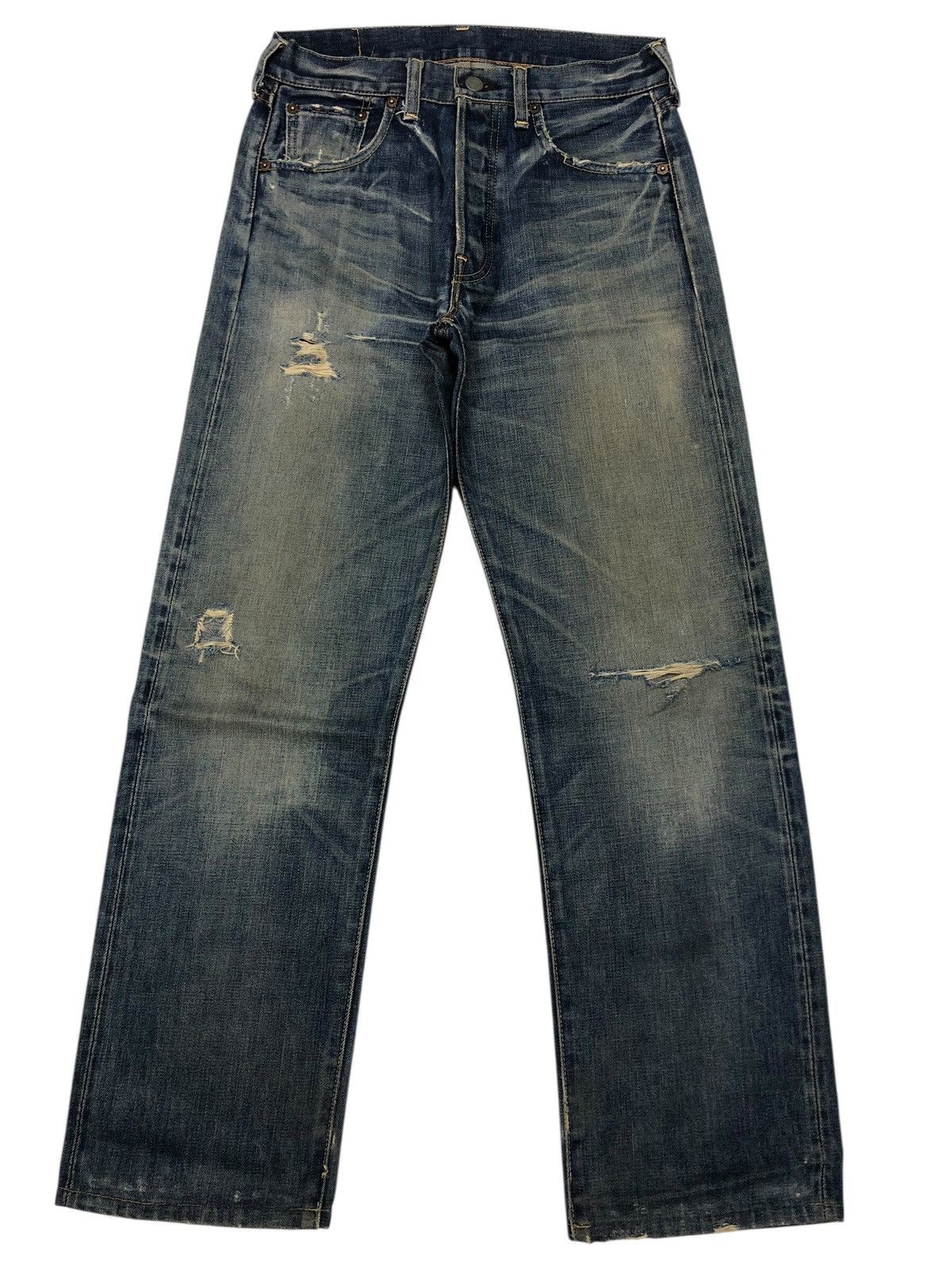 Kapital 🔥LEVIS 501 BIG E SELVEDGE DISTRESS DENIM JEANS Size US 29 - 2 Thumbnail