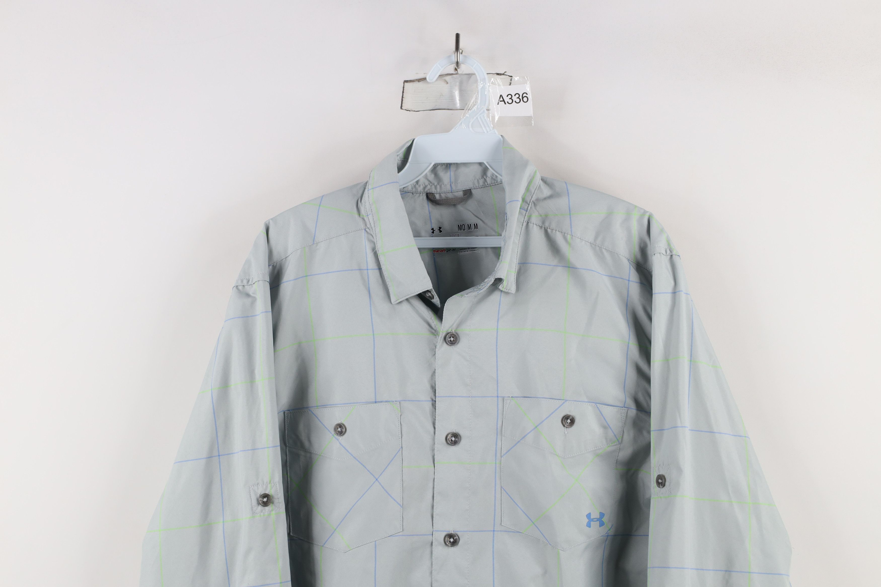 Under Armour × Vintage Under Armour Loose Tech Collared Button Shirt Gray Plaid Size US M / EU 48-50 / 2 - 2 Thumbnail