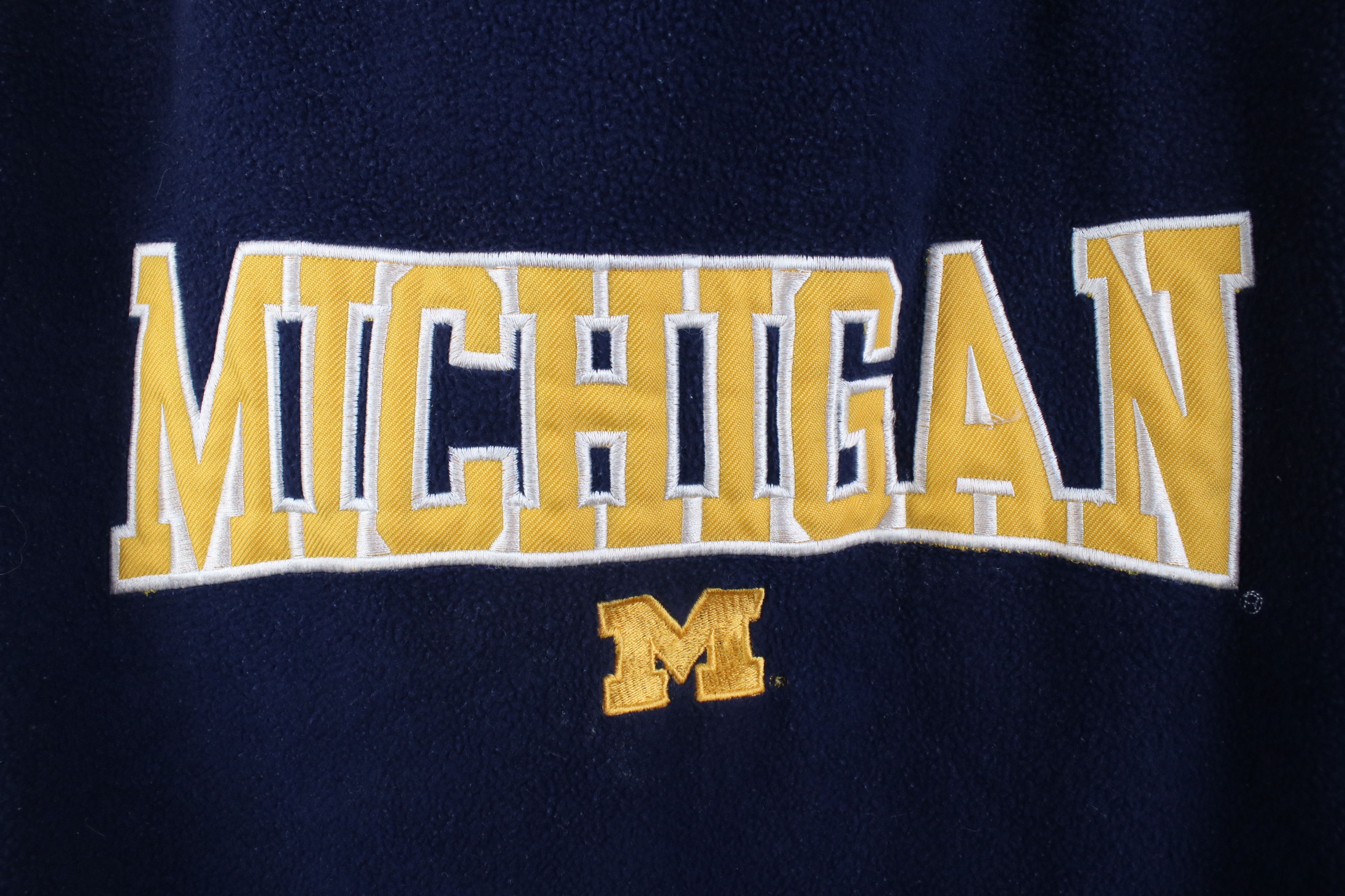 Vintage Vintage 90s University of Michigan Fleece Hoodie Sweatshirt Size US L / EU 52-54 / 3 - 4 Thumbnail