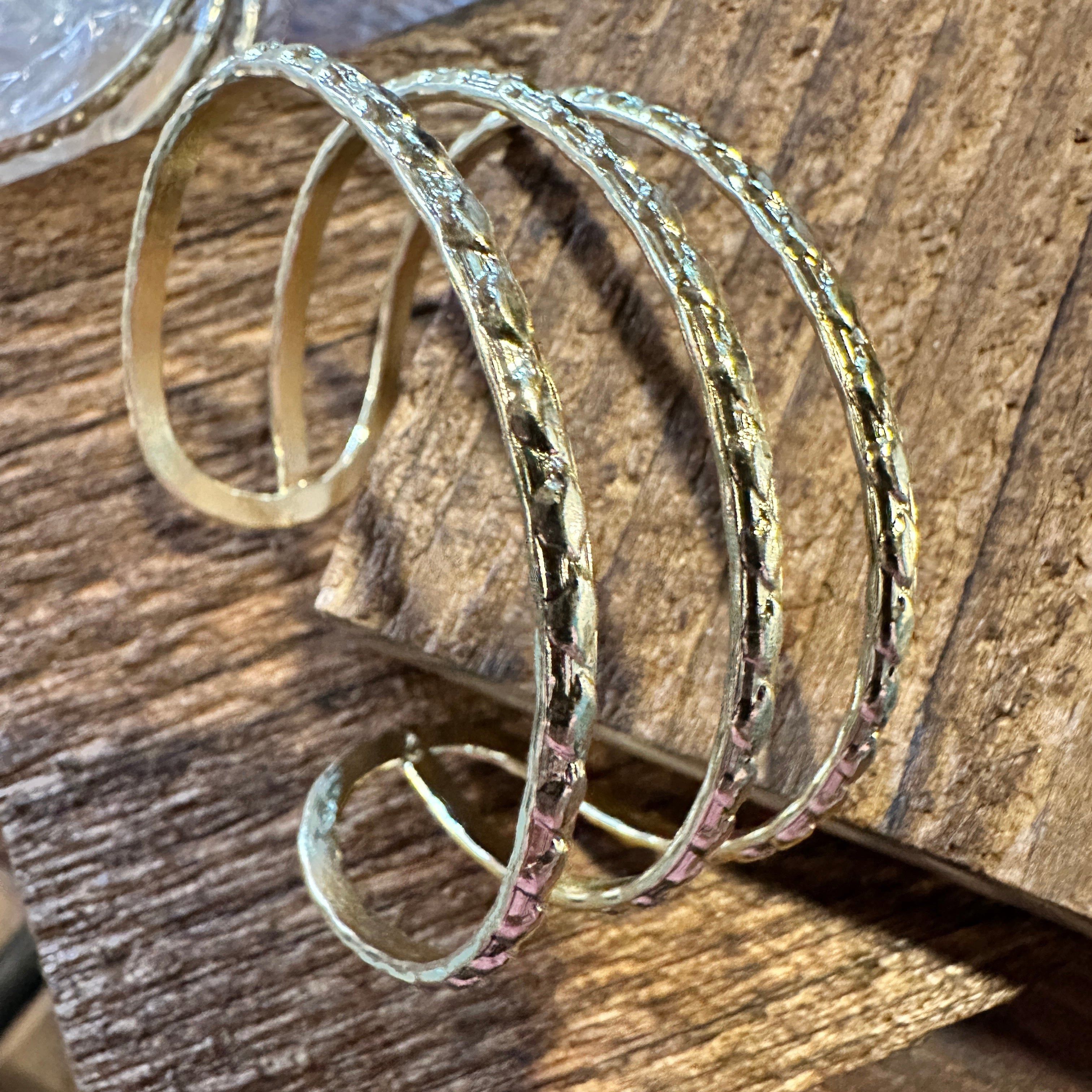 Other Handcrafted Boho Gold Plated Adjustable Cuff Bracelet - 3 Te Size ONE SIZE - 5 Thumbnail