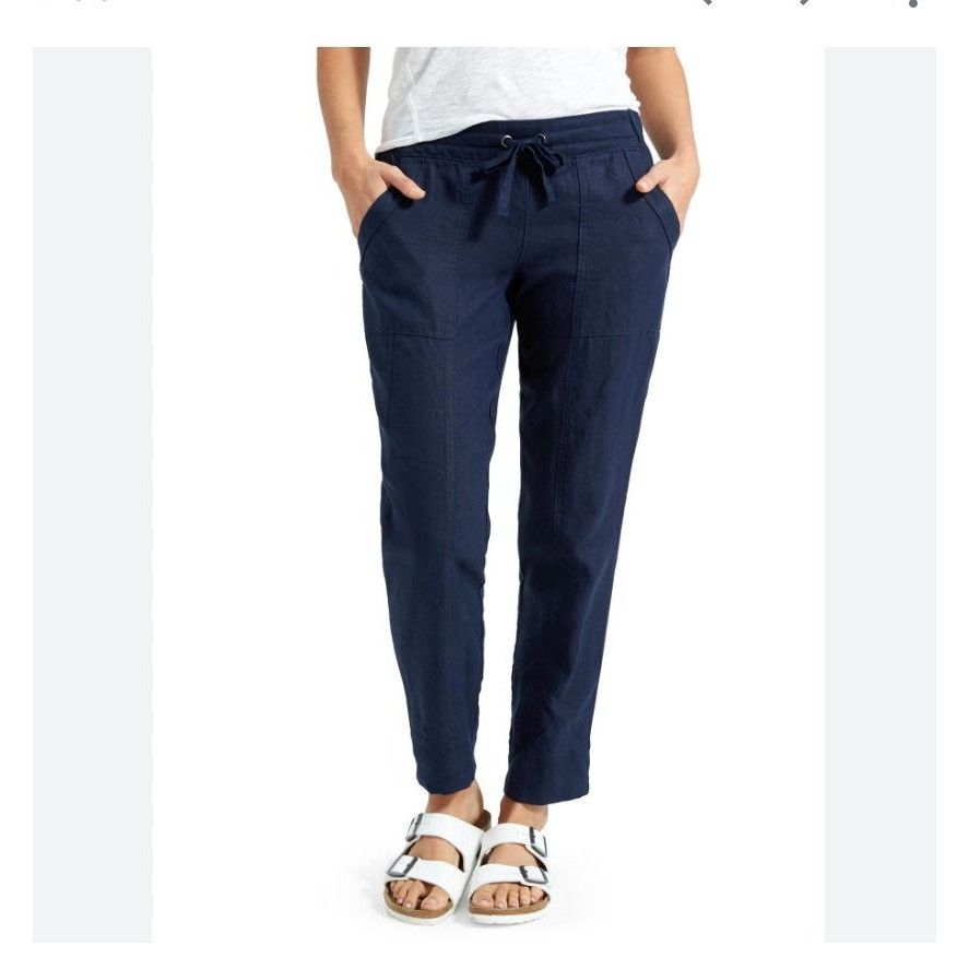 Athleta Athleta Linen Ankle Pant’s 10 Navy Blue Lightweight Pockets Size 32" / US 10 / IT 46 - 1 Thumbnail