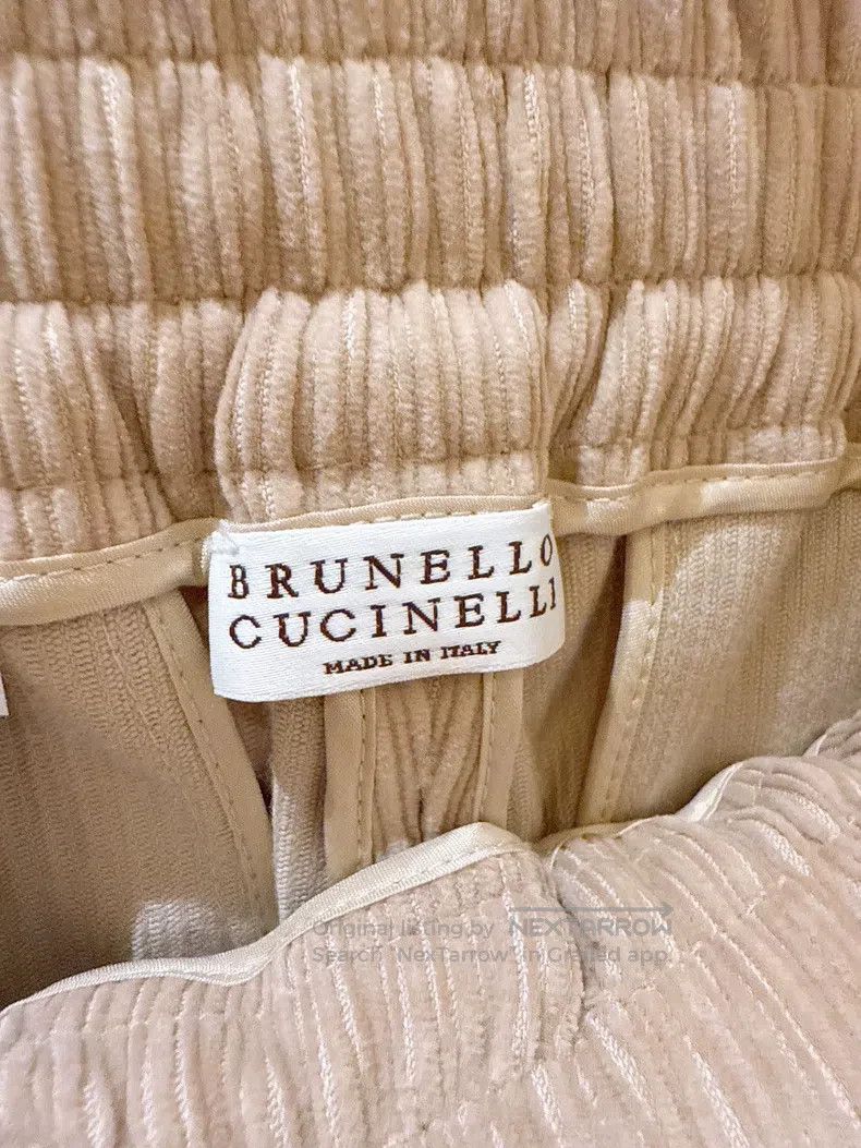 Brunello Cucinelli Brunello Cucinelli Khaki corduroy wide-leg pants Size 24" / US 00 / IT 34 - 7 Thumbnail
