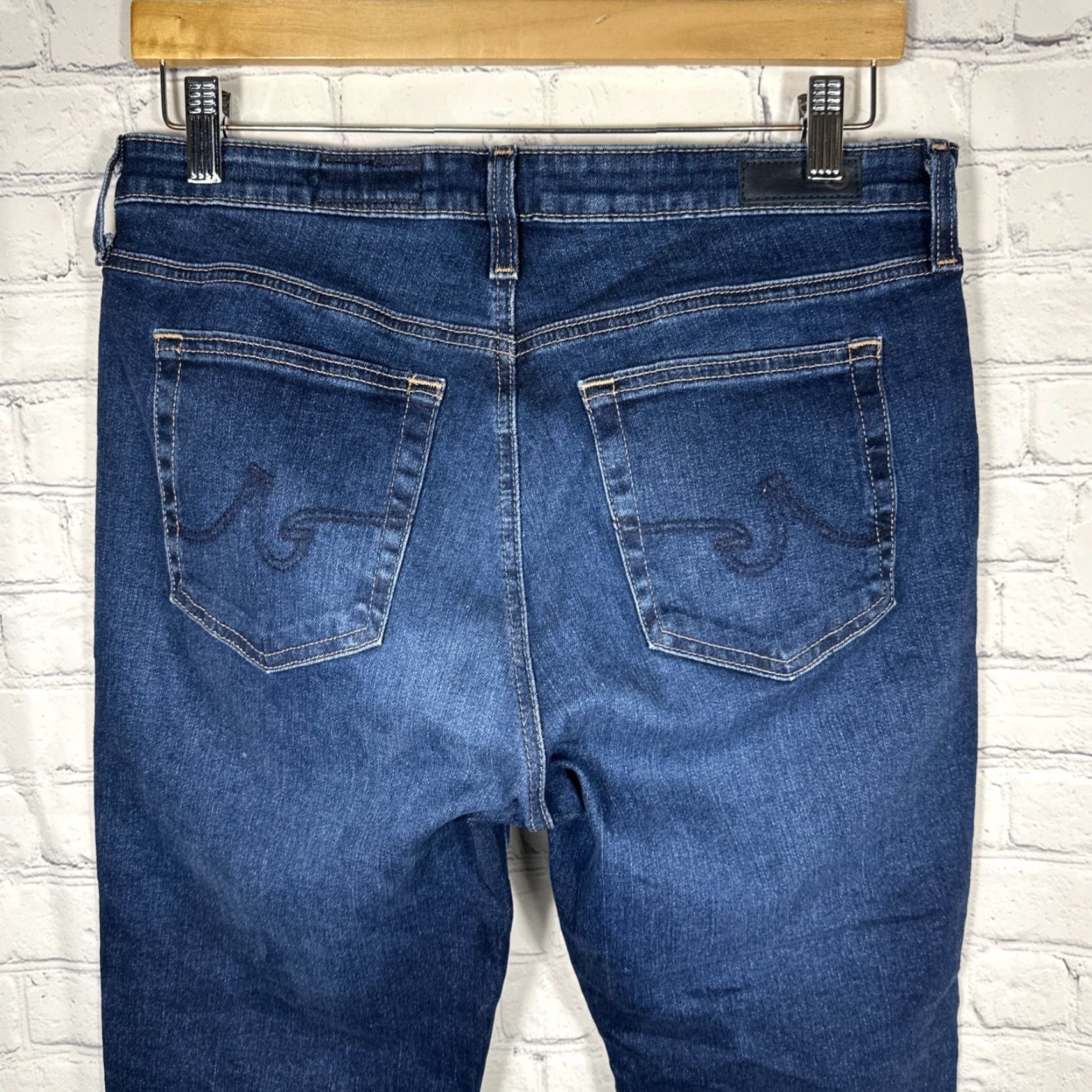 Vintage AG Adriano Goldschmied Jeans Womens 30 Prima AG Cigarette Leg Denim Solid Blue 5-Pocket Ankle Mid Rise 28in Inseam Cotton Spandex Jeans Womens Size 30" / US 8 / IT 44 - 7 Thumbnail