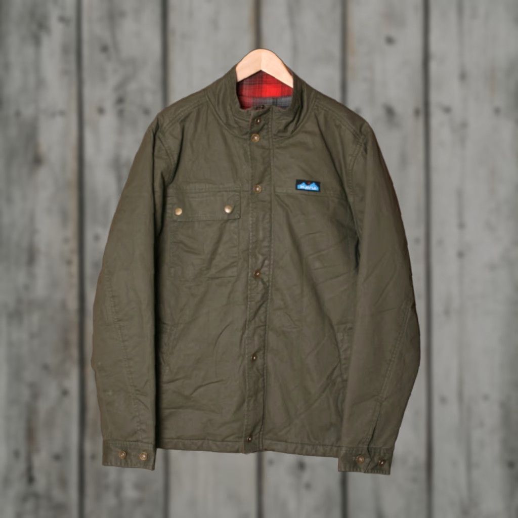 KAVU KAVU Jacket Olive Green Cotton Canvas Plaid Flannel Lined Men's M Size Medium -- Excellent Condition Size US M / EU 48-50 / 2 - 1 Thumbnail